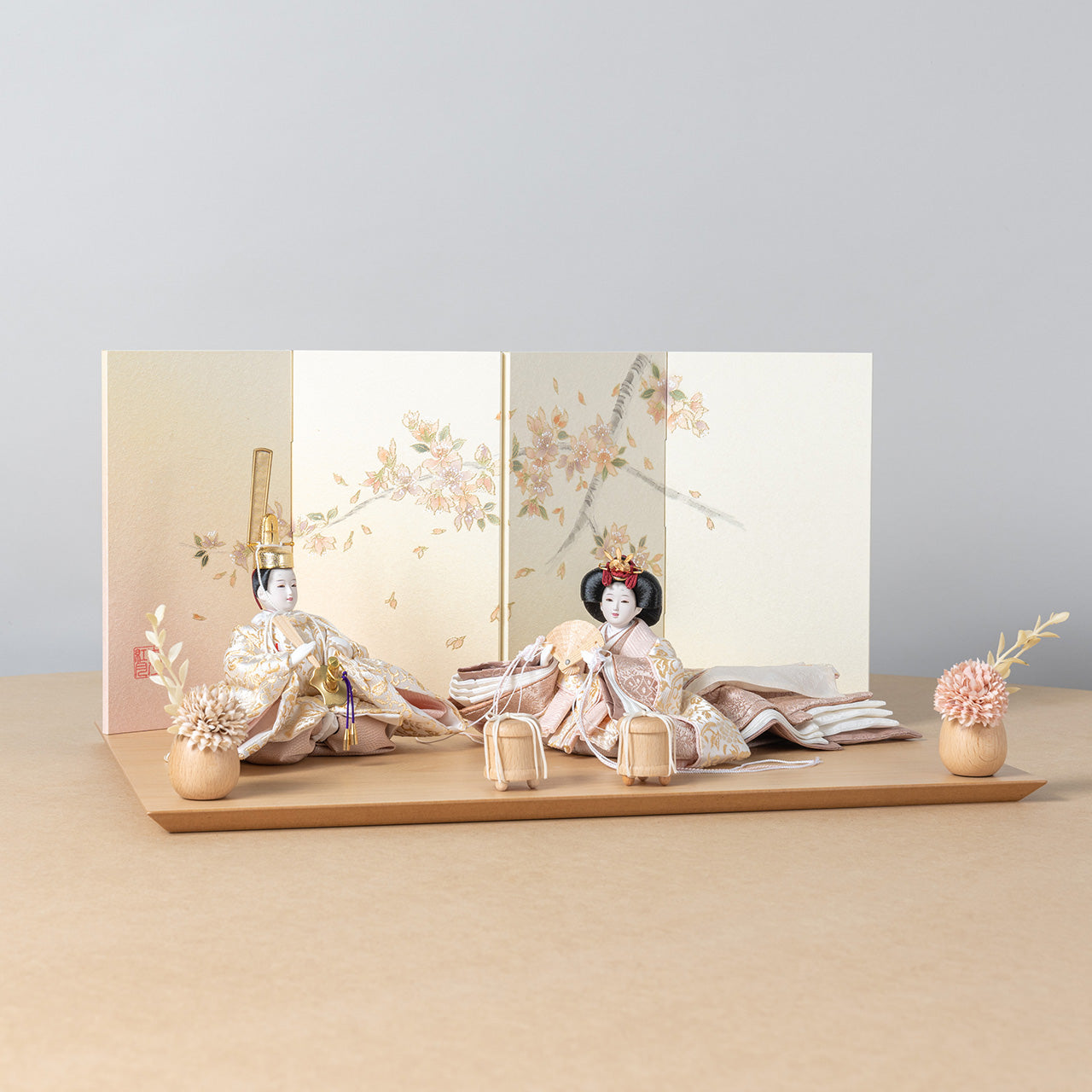 【早割】ことの平安ひな　つき　手描桜　平台