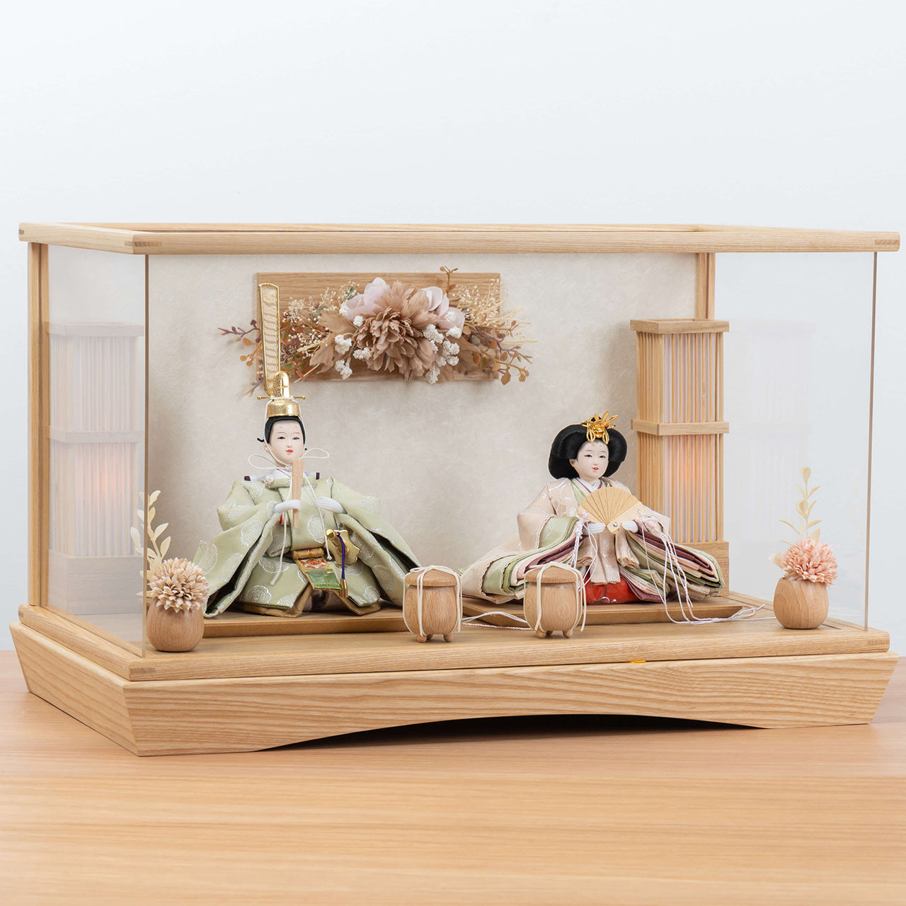 ことのひな人形　このは　華円ケース（白和紙）駿河行燈付