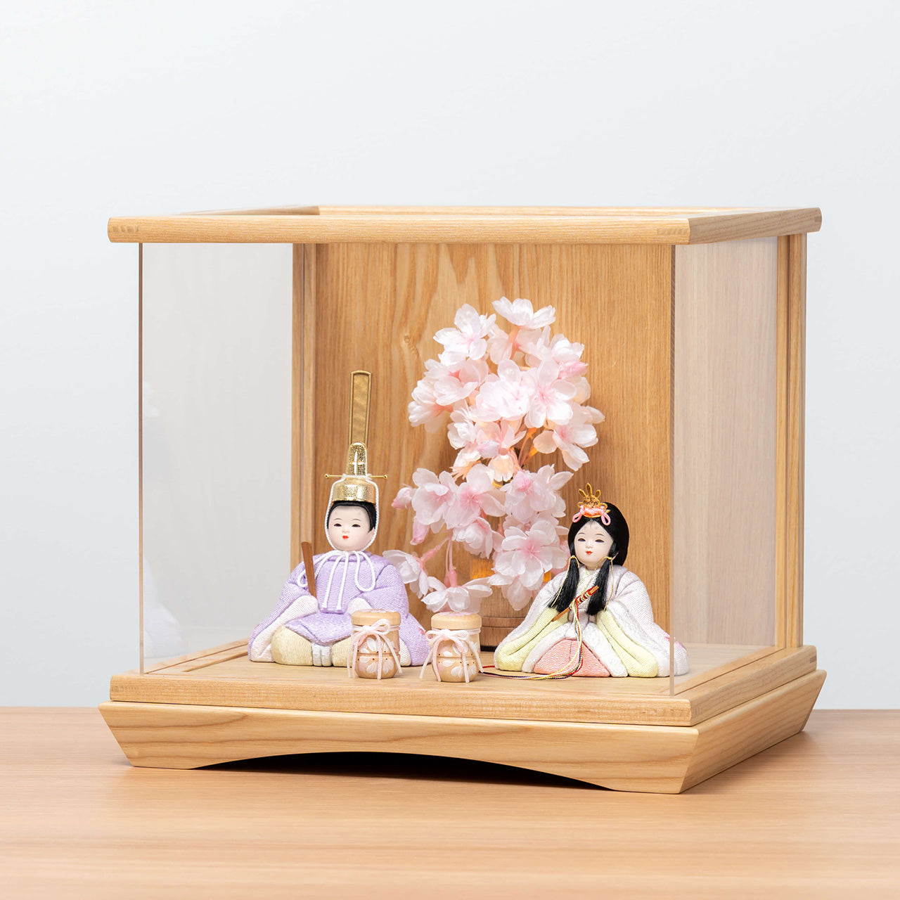 ことの木目込ひな　はな　ケース　灯桜付