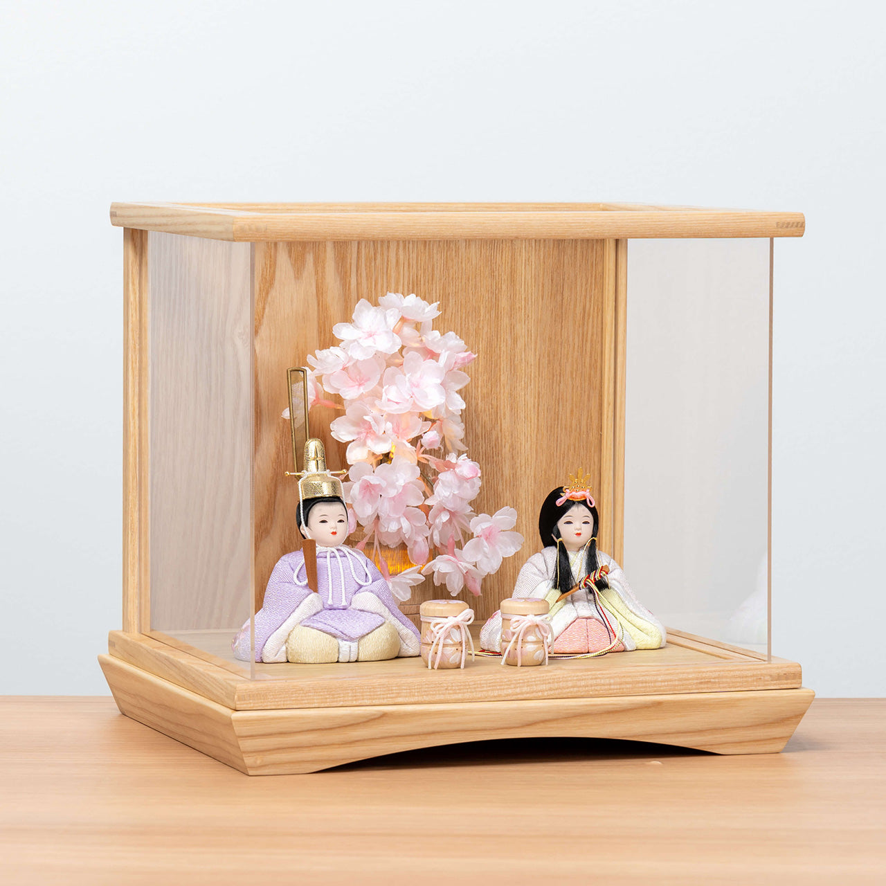 ことの木目込ひな　はな　ケース　灯桜付