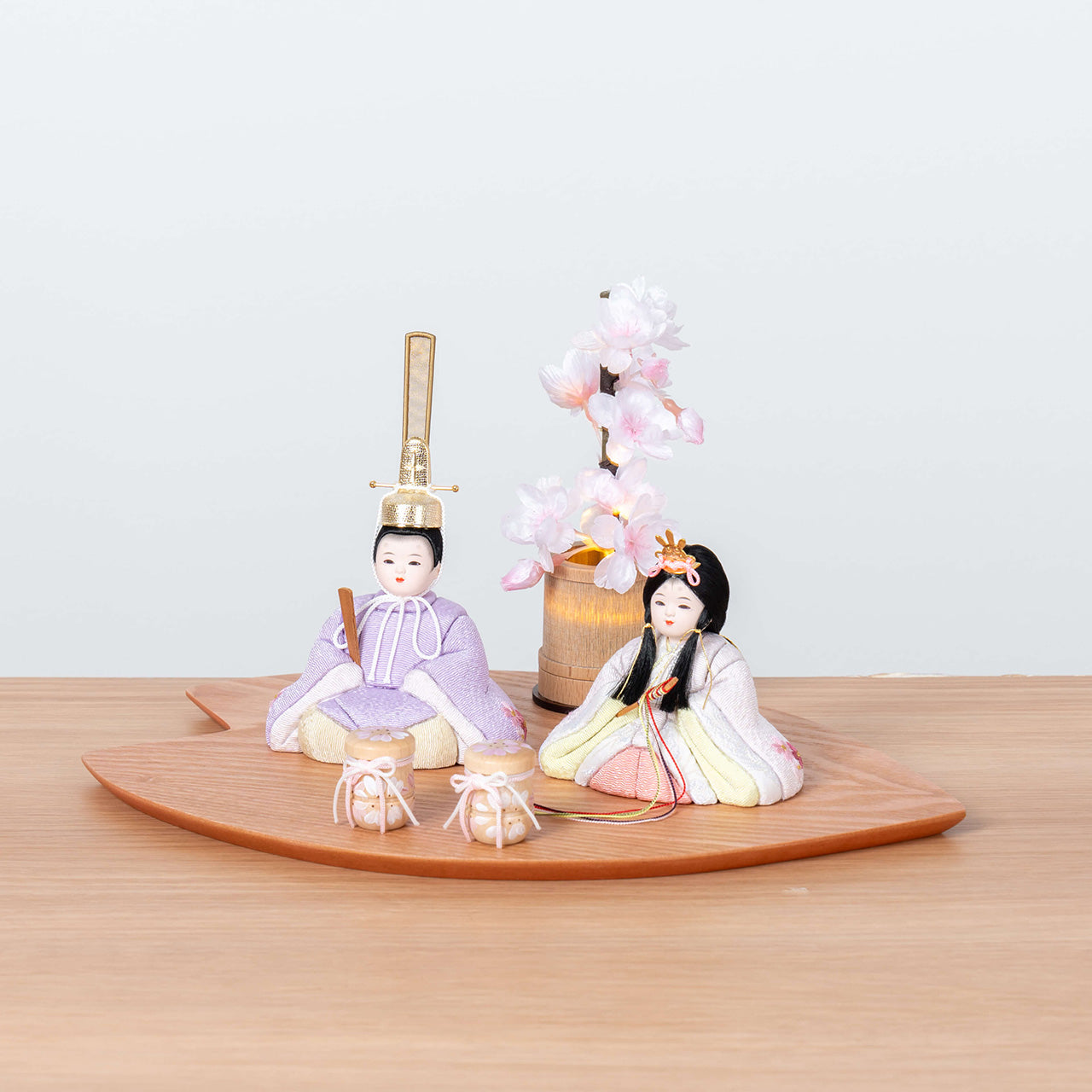 ことの木目込ひな　はな　さくら平台　灯桜付