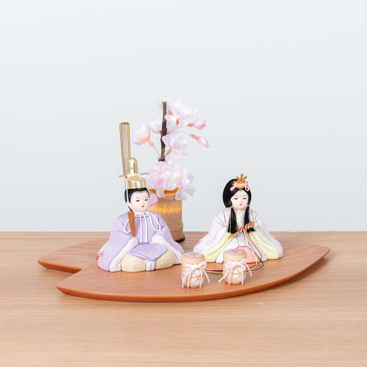 ことの木目込ひな　はな　さくら平台　灯桜付