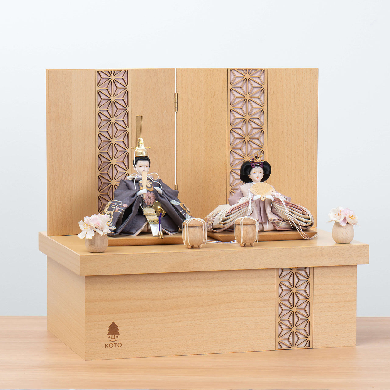 ことのひな人形　ひかり　麻の葉　NN収納　ピンク和紙