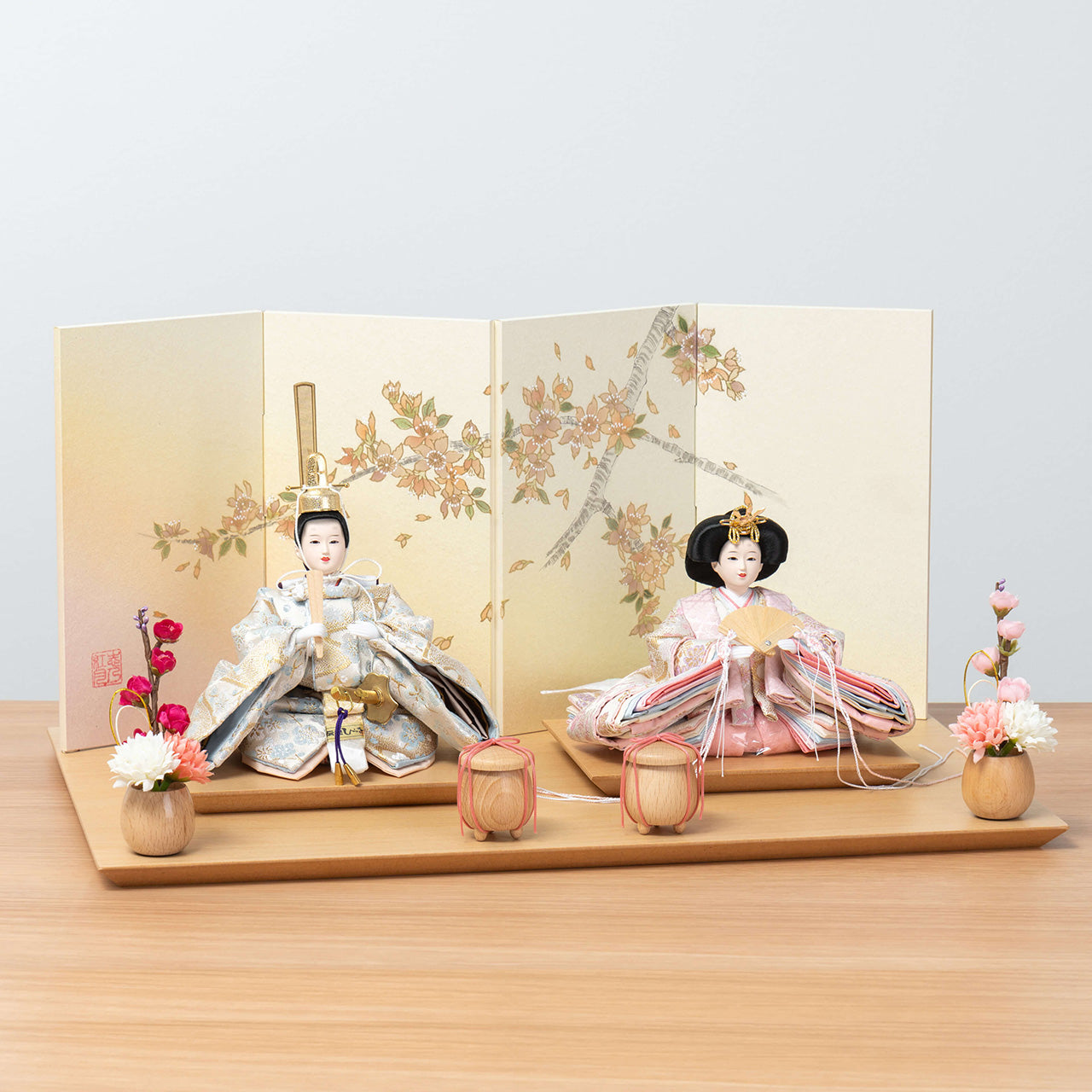 【早割】ことのひな人形　そら　手描桜平台