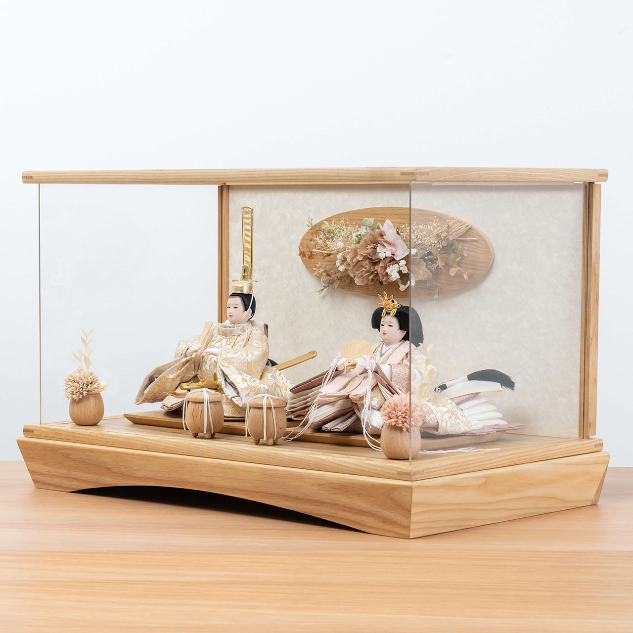 ことのひな人形　つき　華　円ケース（白和紙）駿河行燈付