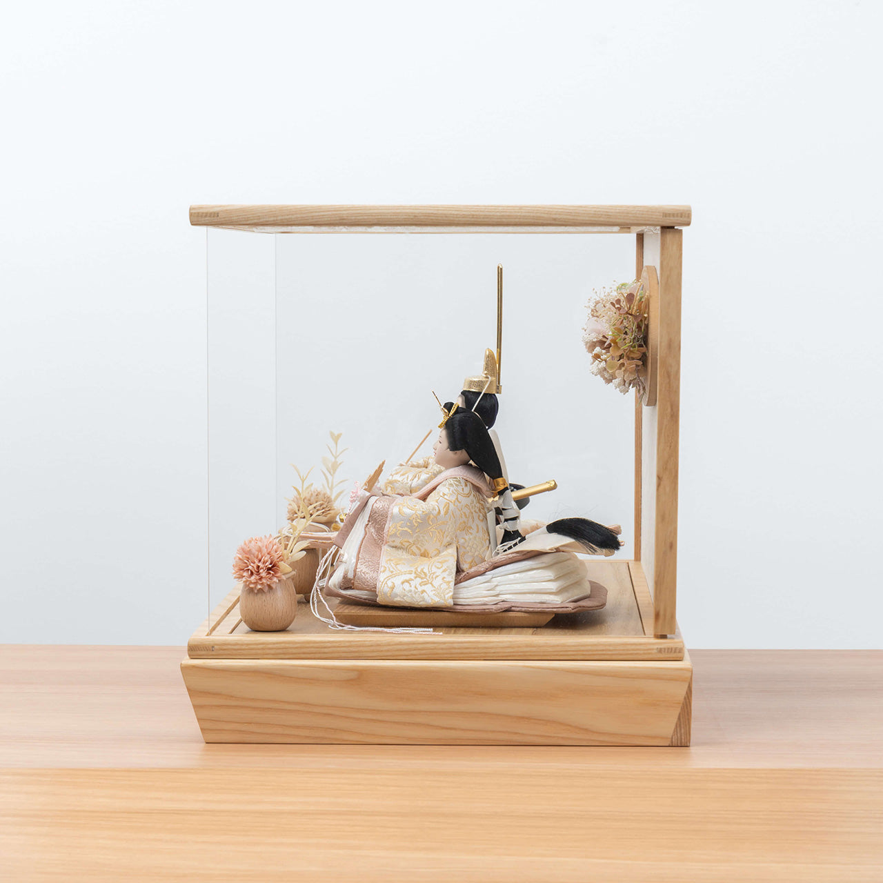 ことのひな人形　つき　華　円ケース（白和紙）駿河行燈付