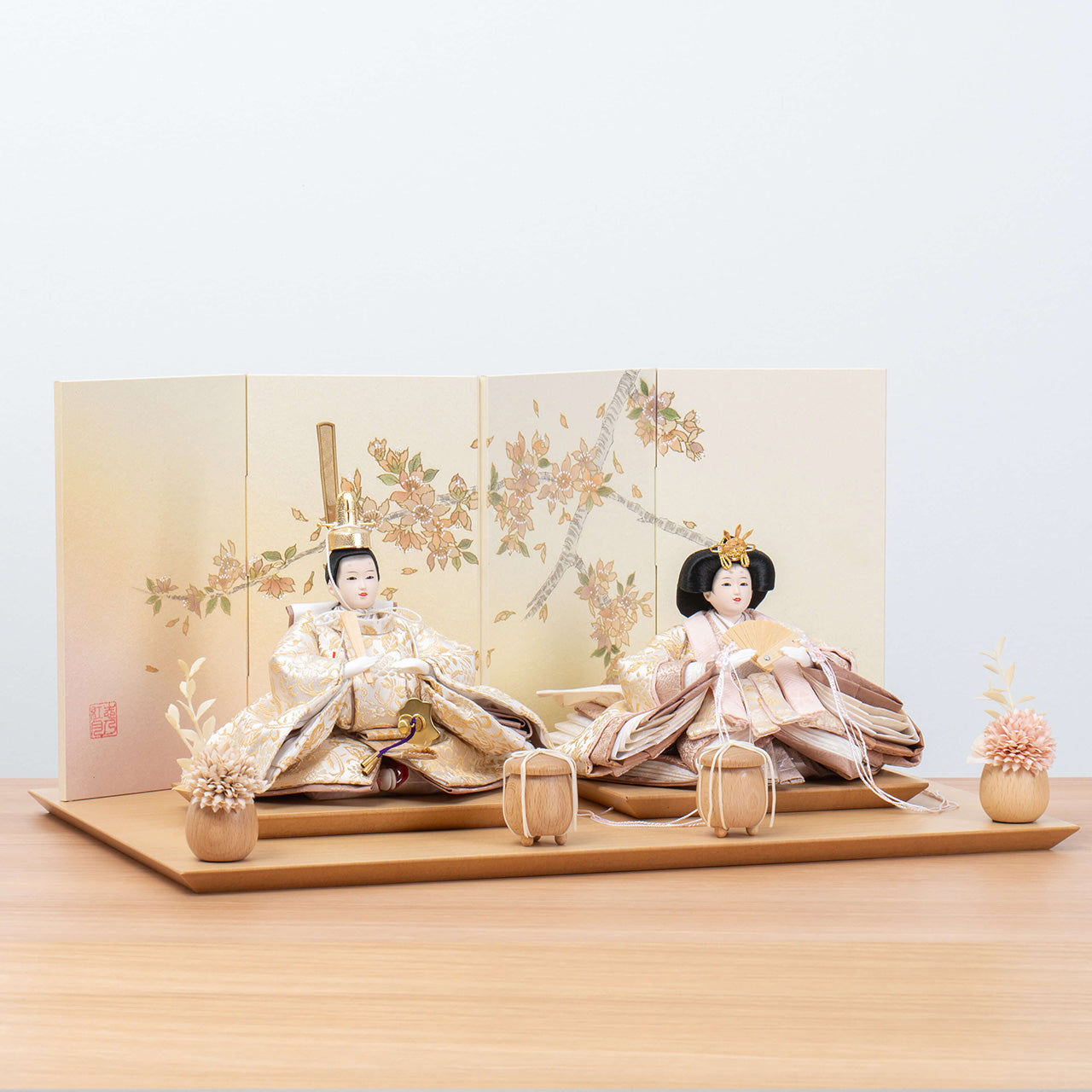 【早割】ことのひな人形　つき　手描桜平台