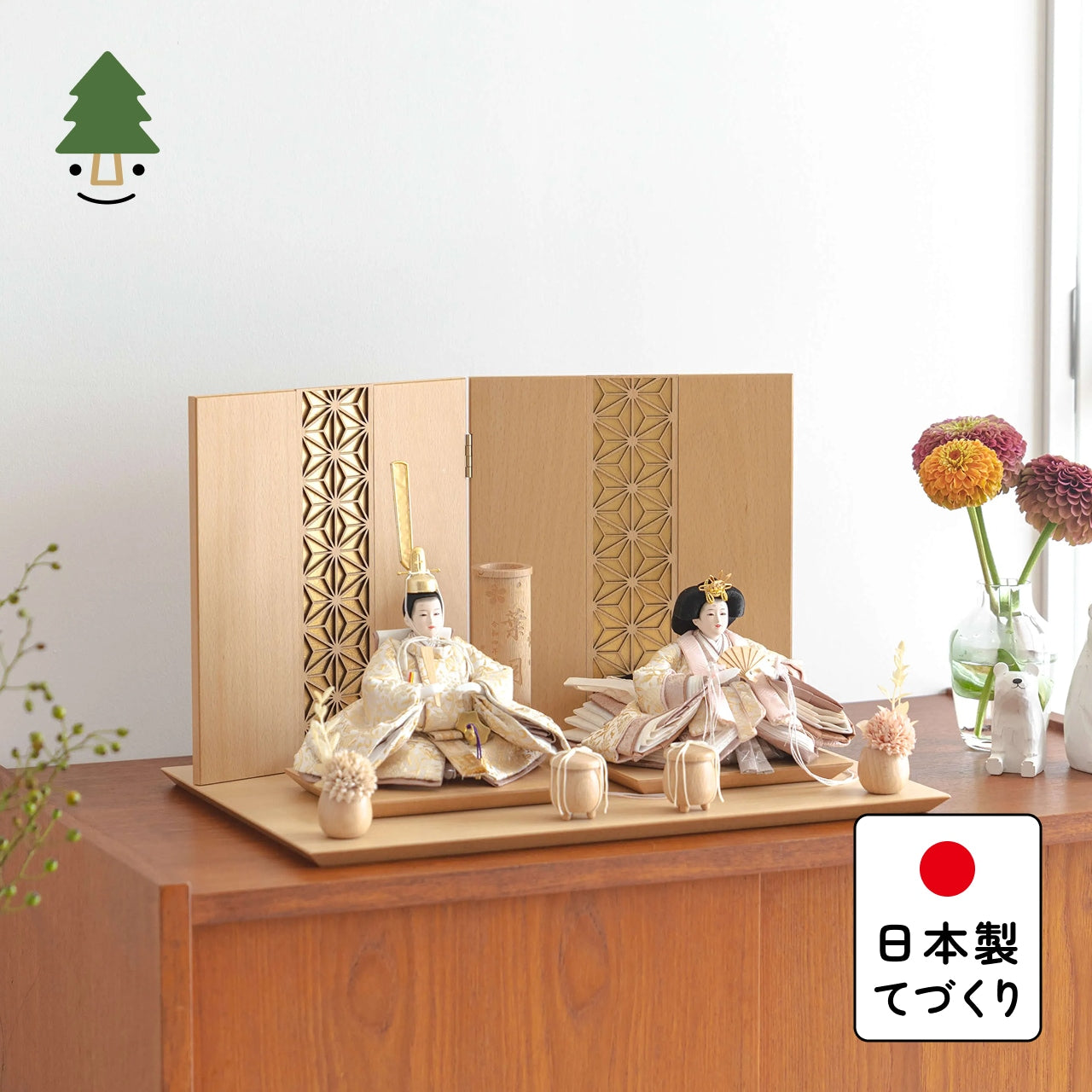 ことのひな人形　つき　麻の葉　平台