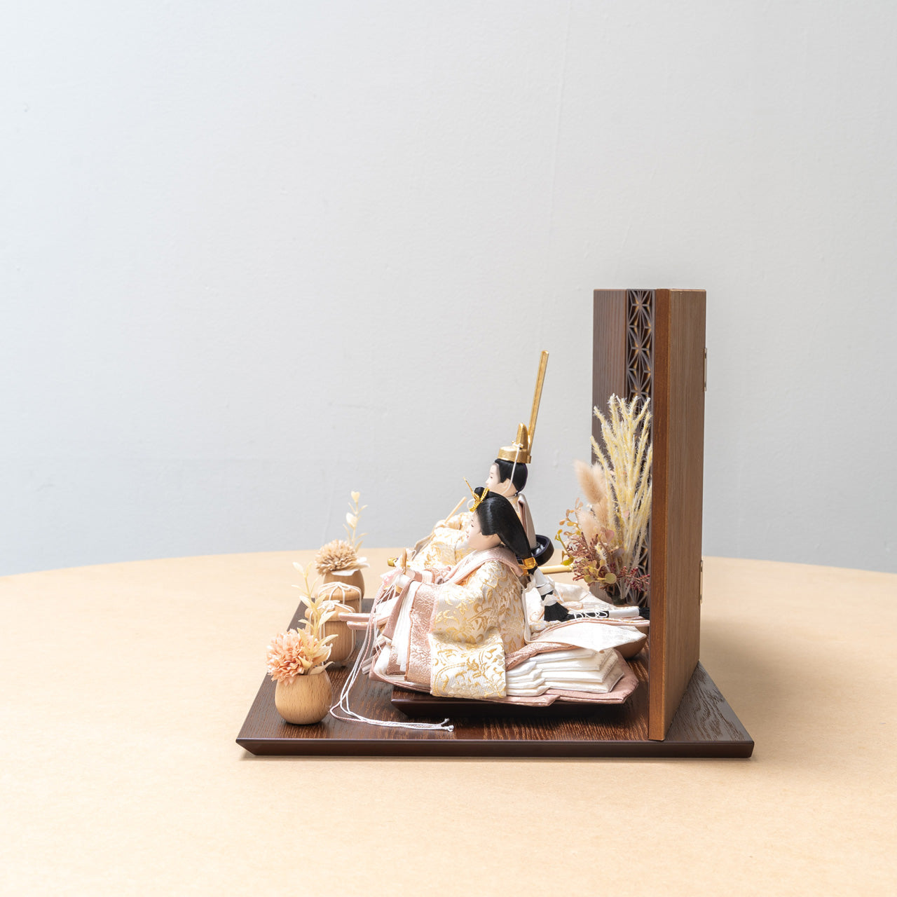 ことのひな人形　つき　麻の葉　オーク平台　立花P付