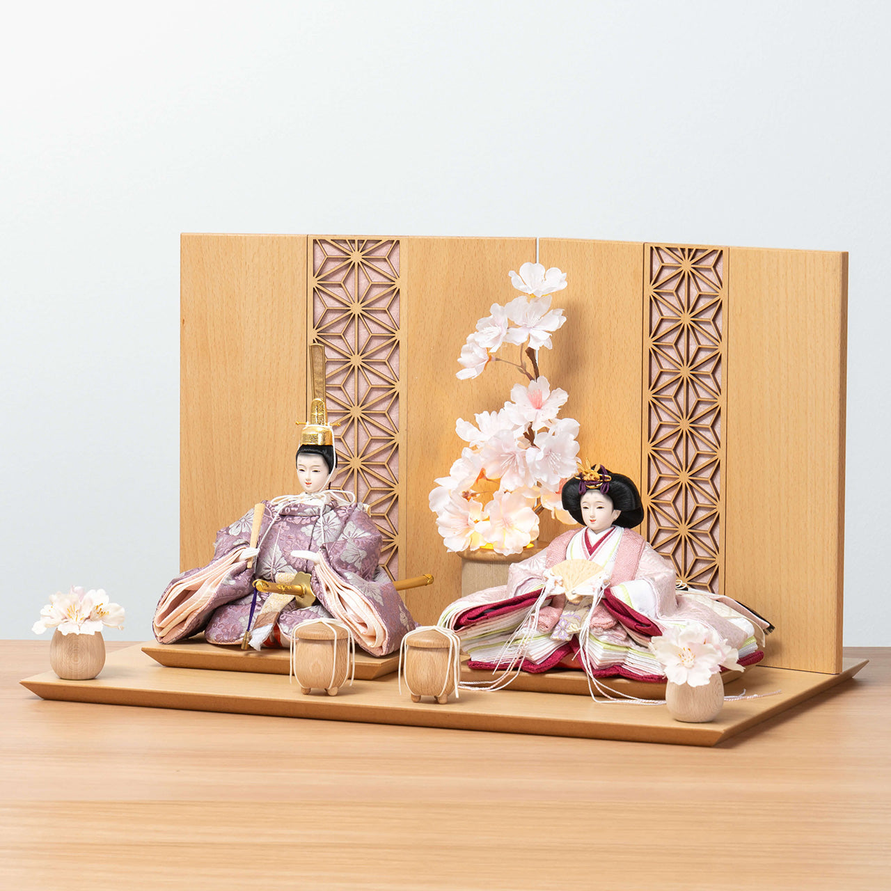 ことのひな人形　ゆい　麻の葉平台　灯桜付