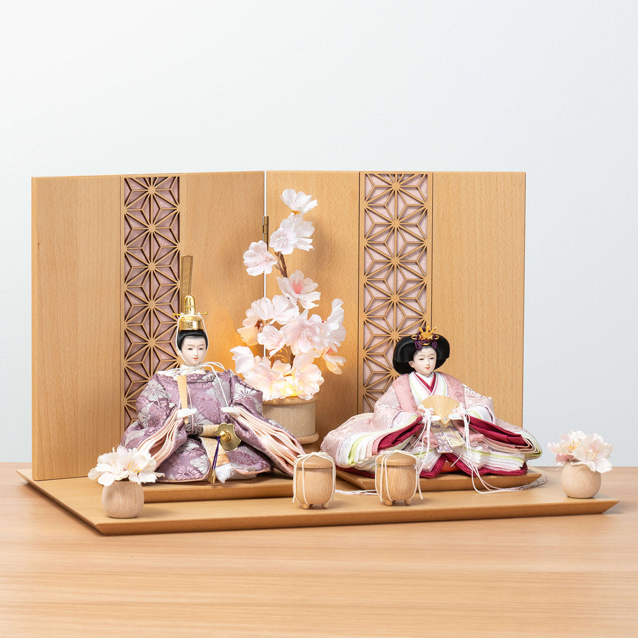 ことのひな人形　ゆい　麻の葉平台　灯桜付