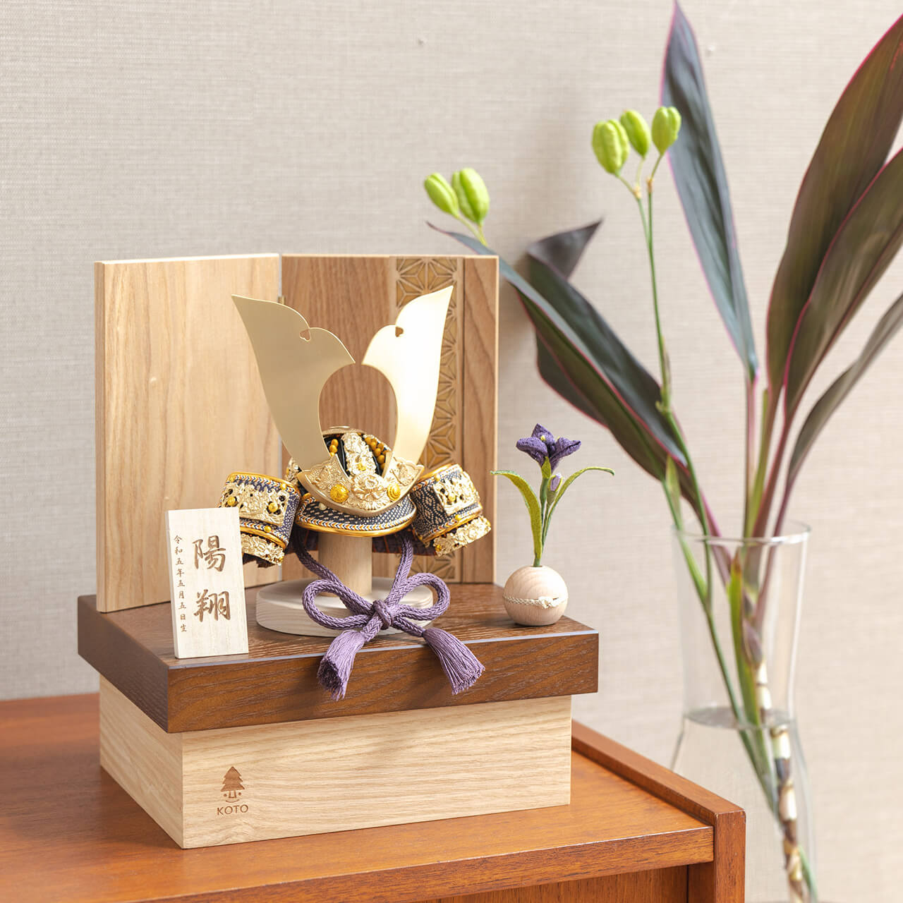 KOTO×悠雅コラボ兜　金大鍬　麻の葉　NB収納