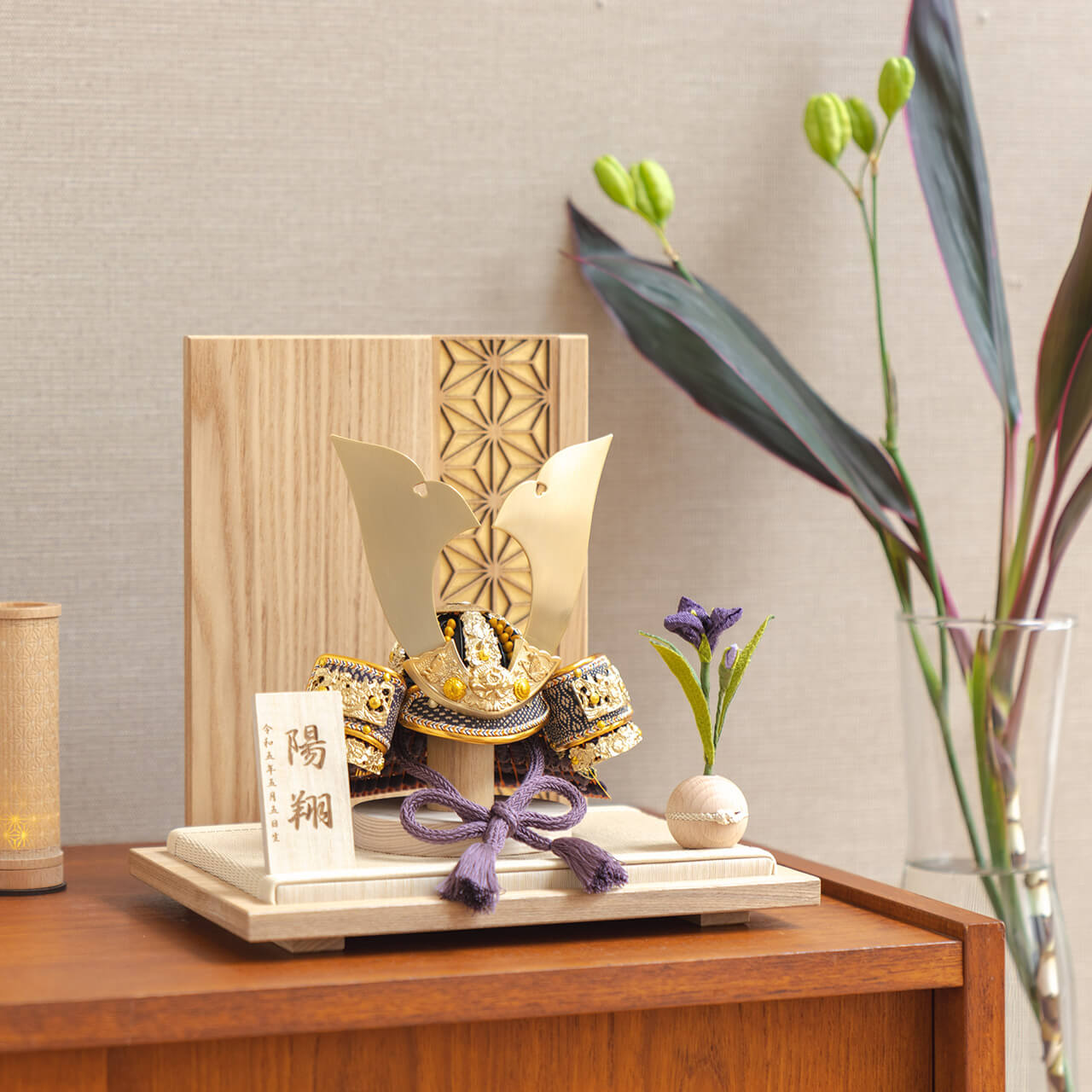 KOTO×悠雅コラボ兜　金大鍬　麻の葉　N衝立