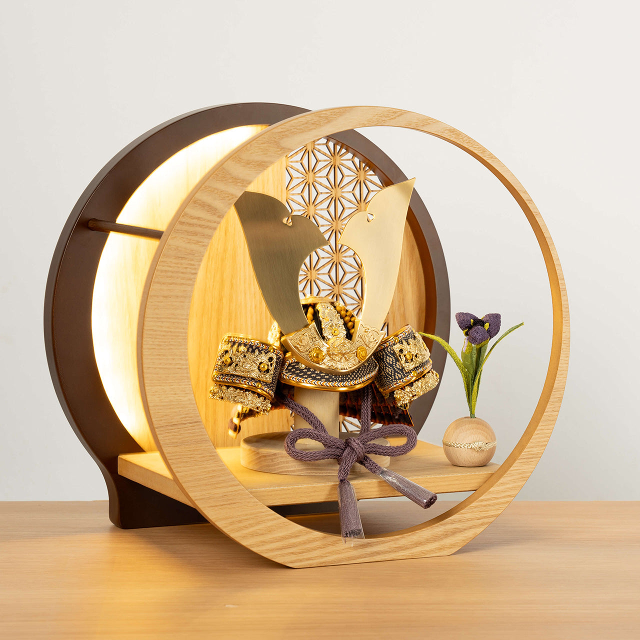 KOTO×悠雅コラボ兜　金大鍬　灯月型飾台　麻の葉