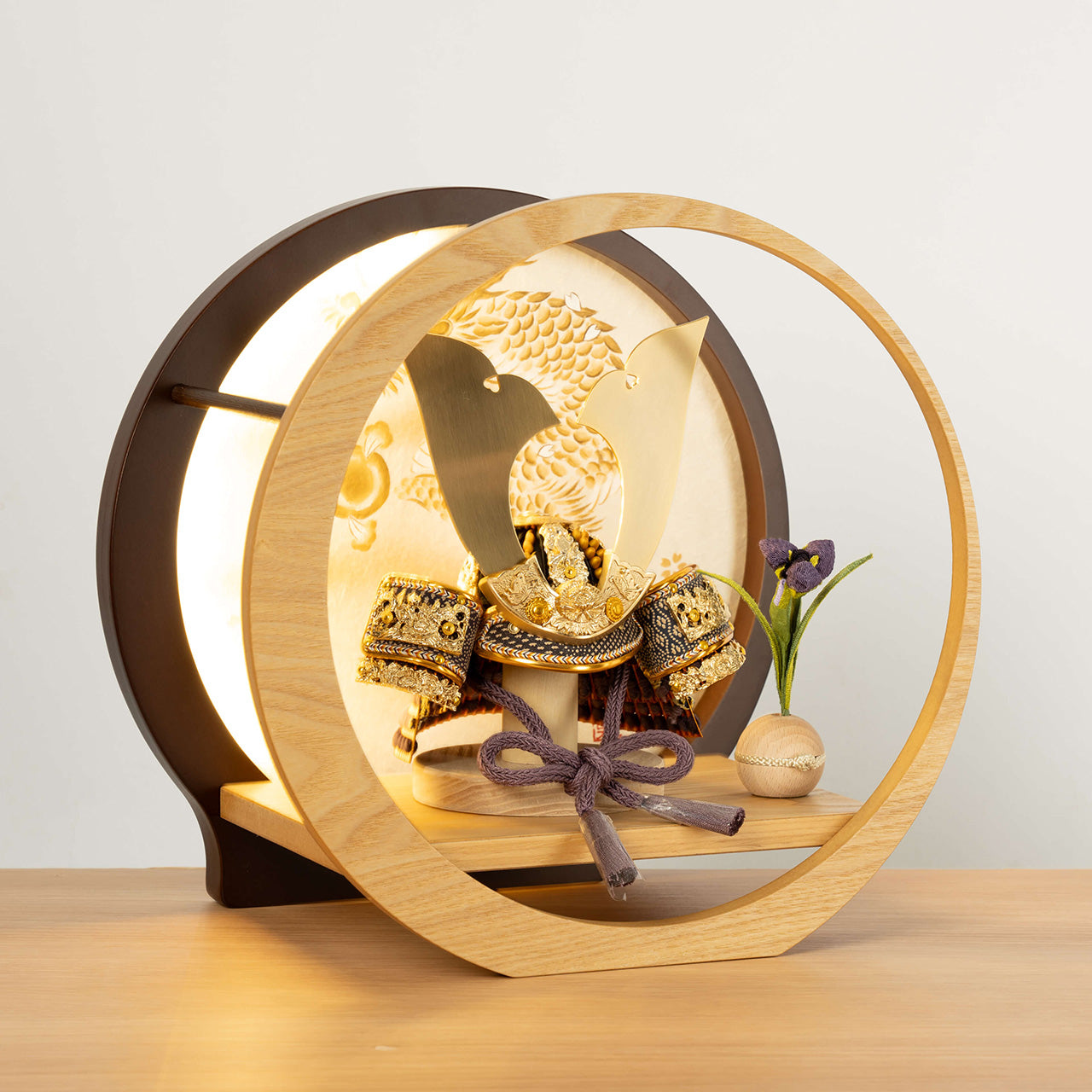 KOTO×悠雅コラボ兜　金大鍬　灯月型飾台　手描龍