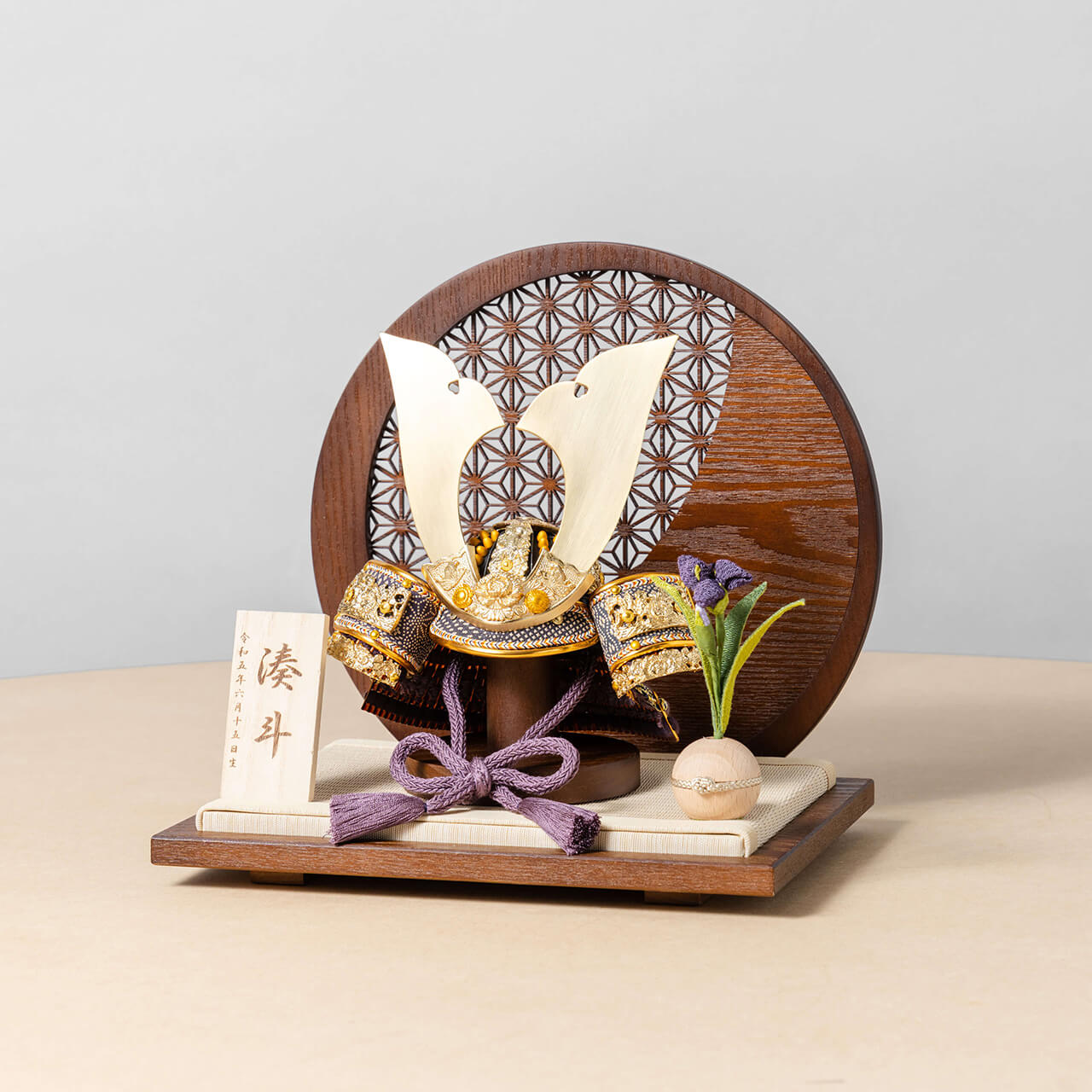 KOTO×悠雅コラボ兜　金大鍬　麻の葉　円形B衝立