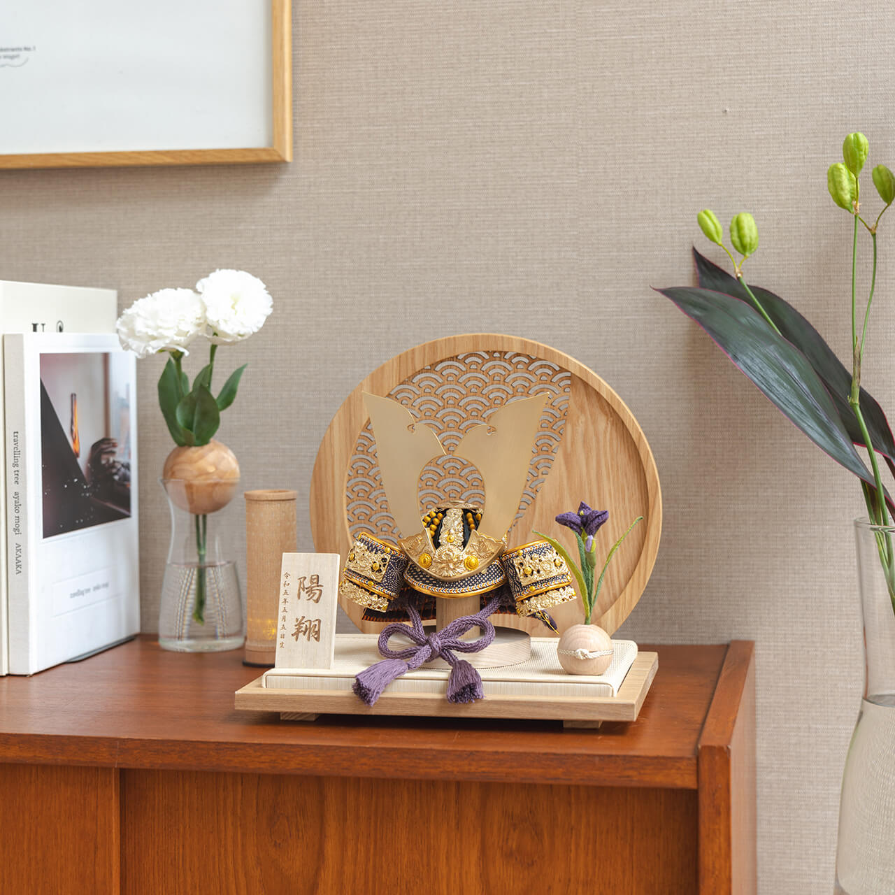 KOTO×悠雅コラボ兜　金大鍬　青海波　円形N衝立