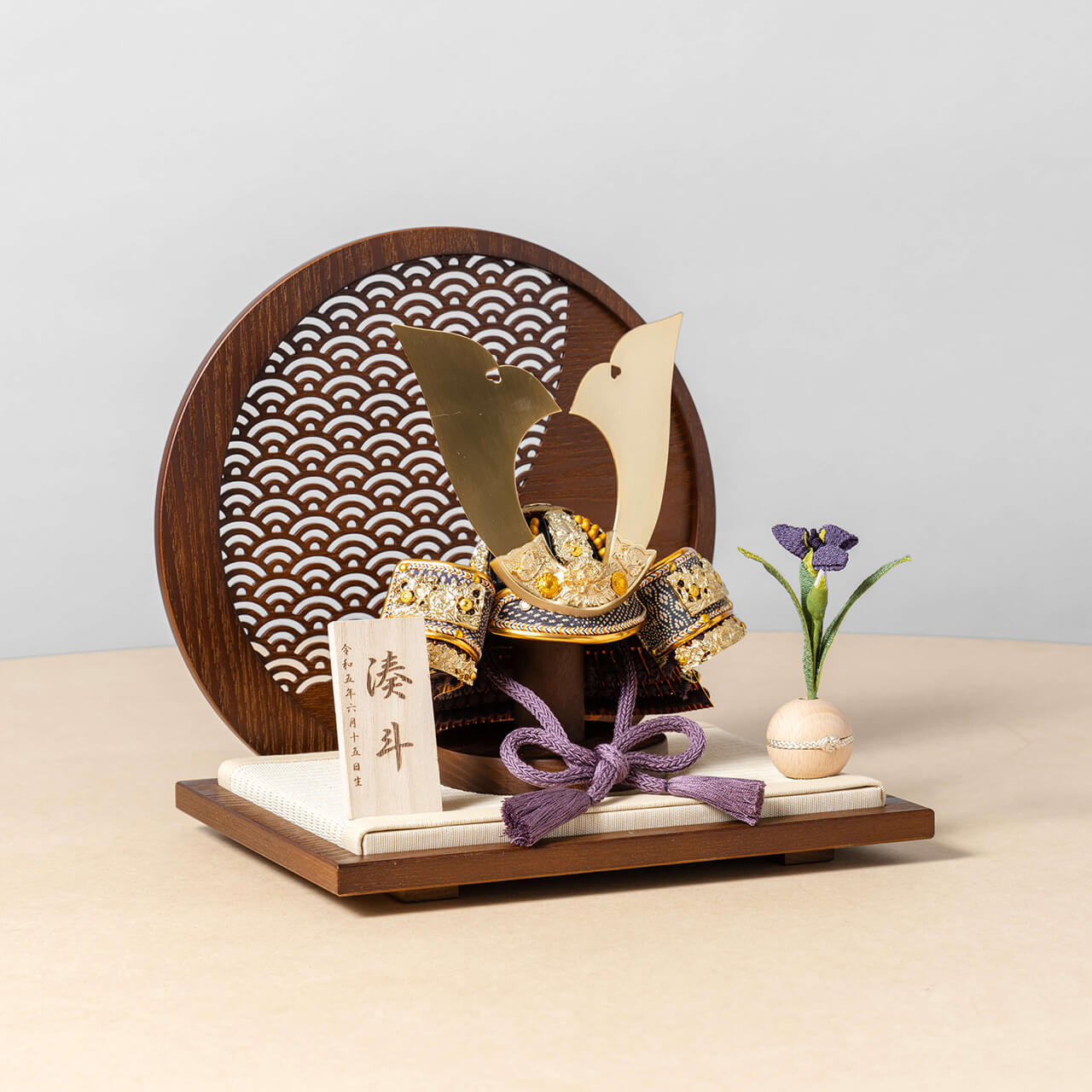 KOTO×悠雅コラボ兜　金大鍬　青海波　円形B衝立