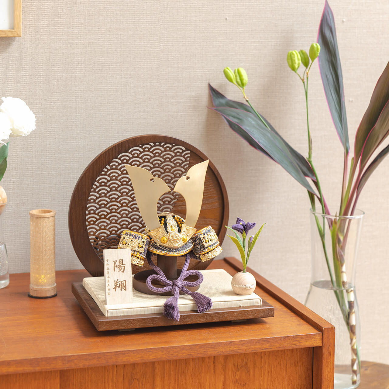 KOTO×悠雅コラボ兜　金大鍬　青海波　円形B衝立