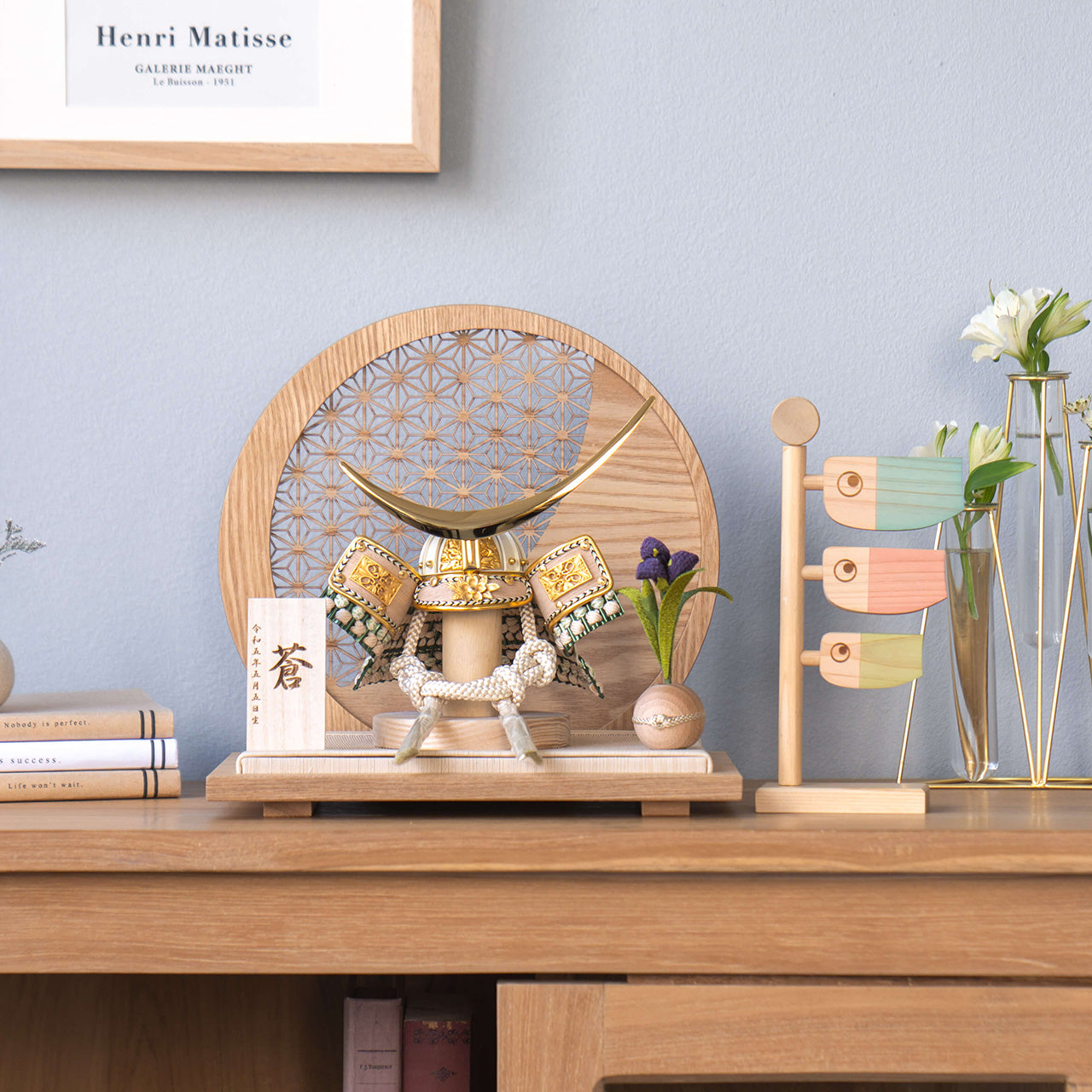 ことのオリジナル兜　伊達政宗　麻の葉　円形N衝立