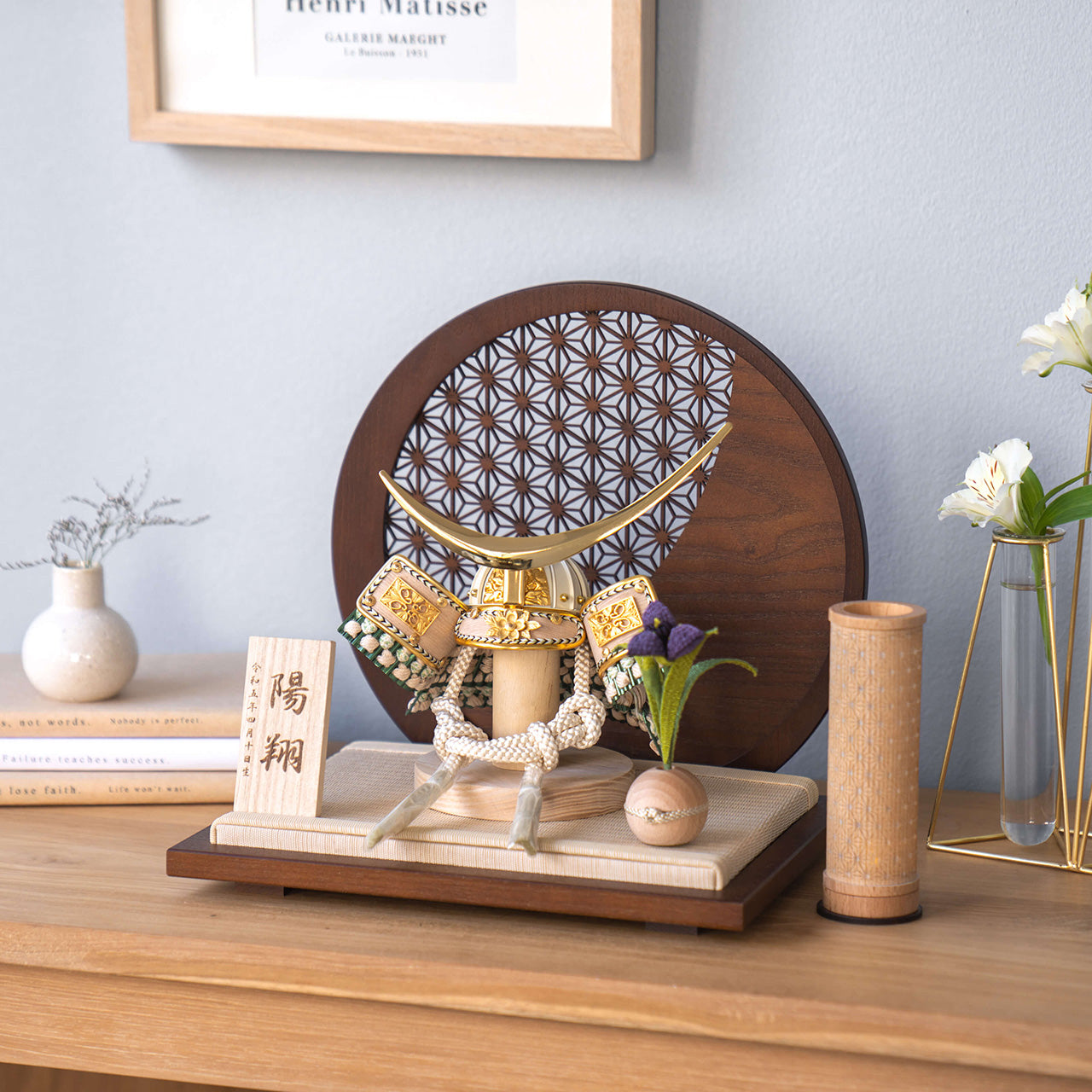 ことのオリジナル兜　伊達政宗　麻の葉　円形B衝立