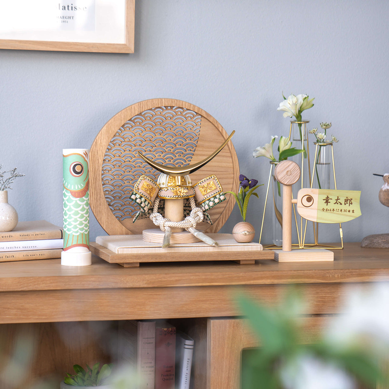 ことのオリジナル兜　伊達政宗　青海波　円形N衝立