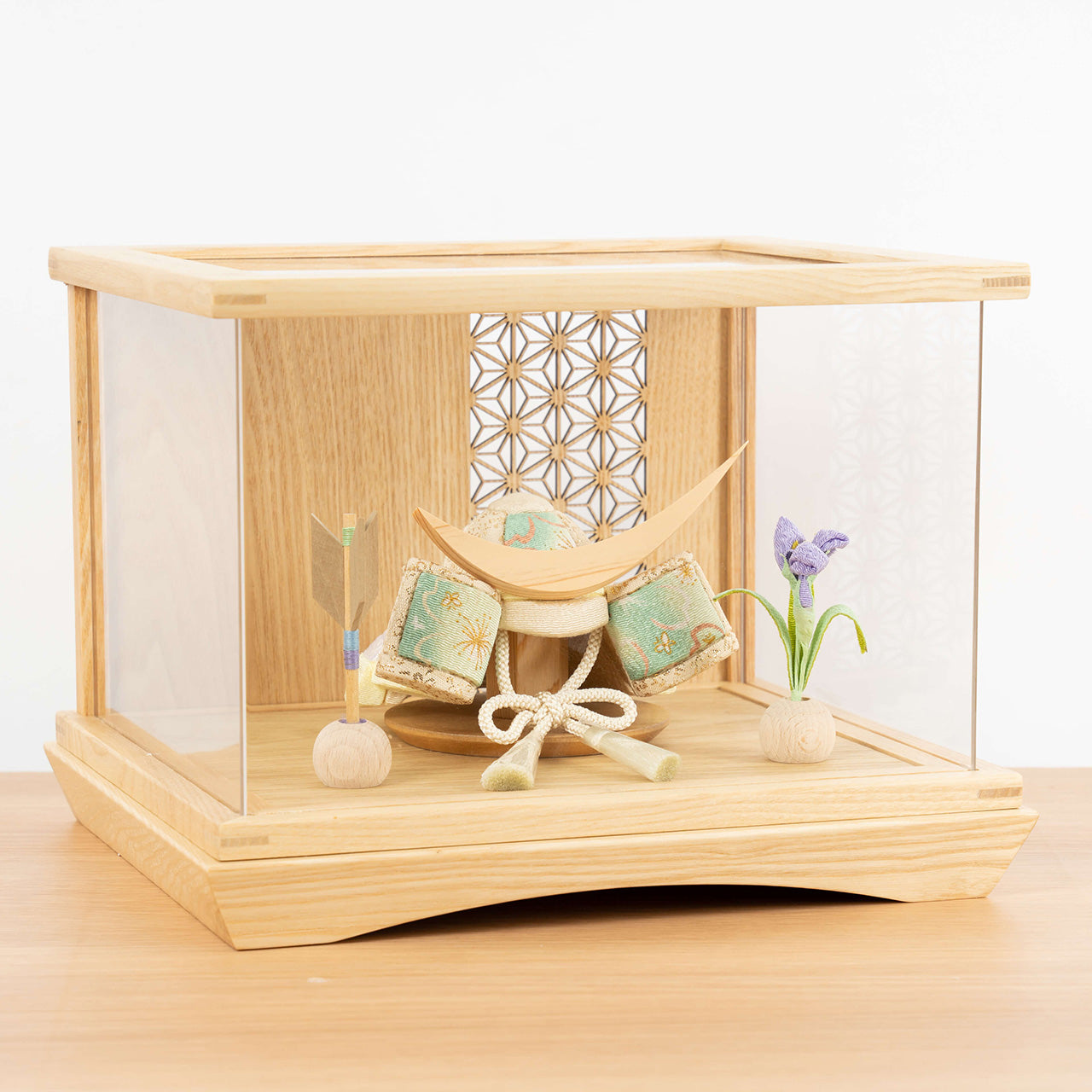 ことの木目込かぶと　だいち　伊達政宗　円ケース　麻の葉