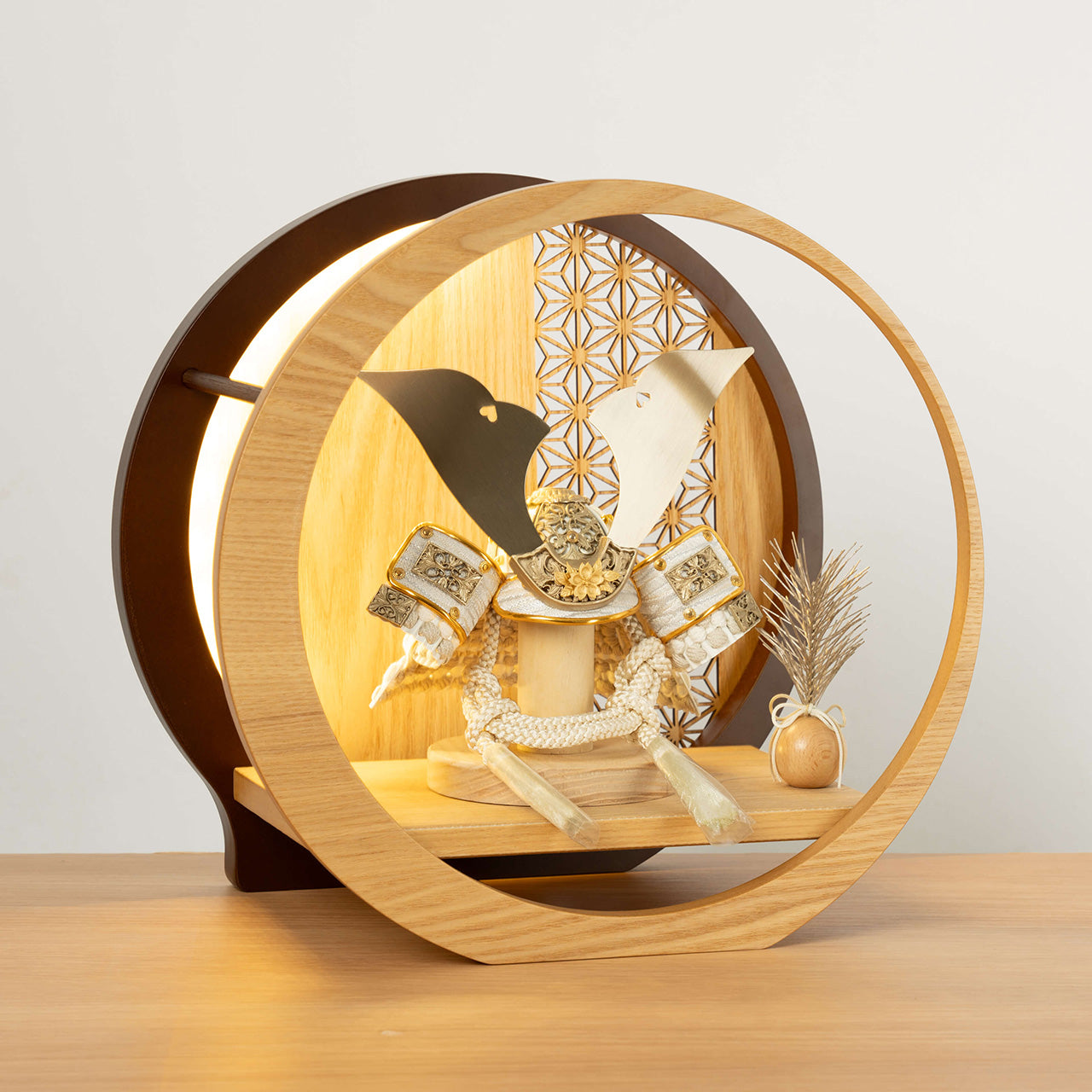 ことの兜　CG金　大鍬　灯月型飾台　麻の葉