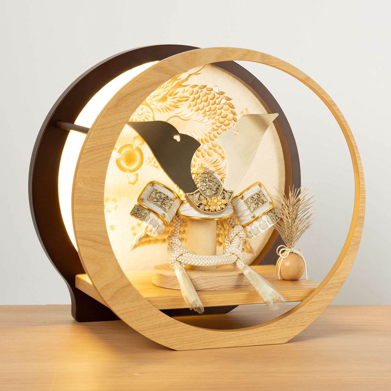 ことの兜　CG金　大鍬　灯月型飾台　手描龍