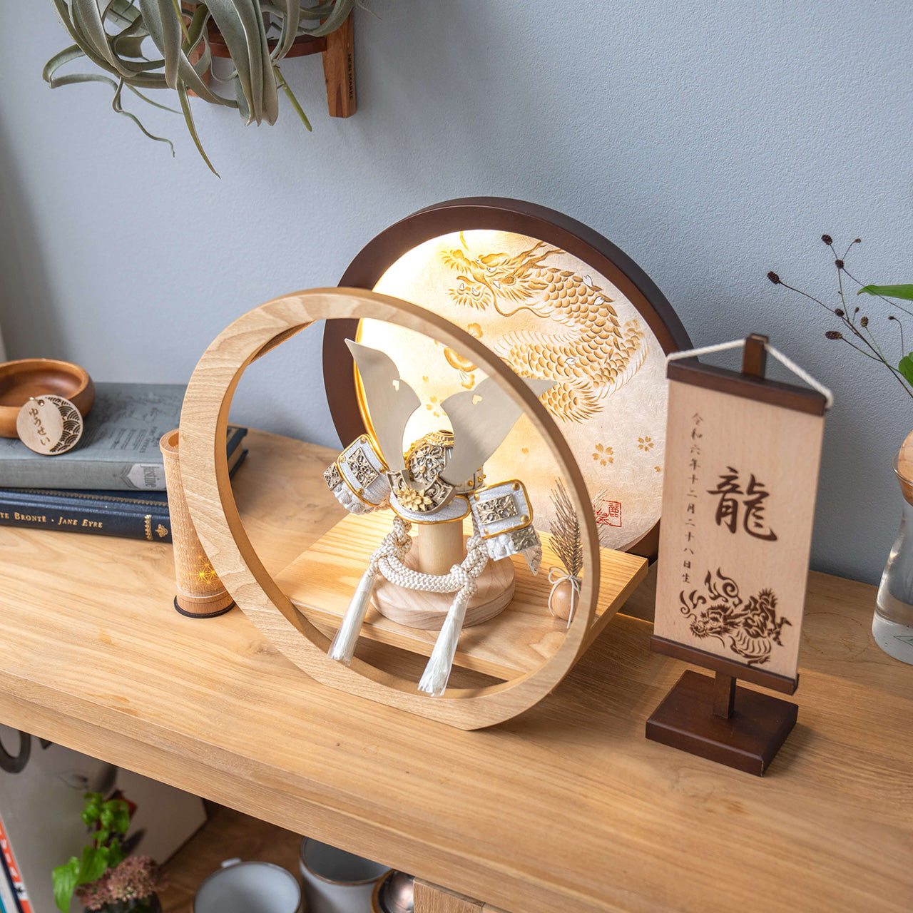 ことの兜　CG金　大鍬　灯月型飾台　手描龍