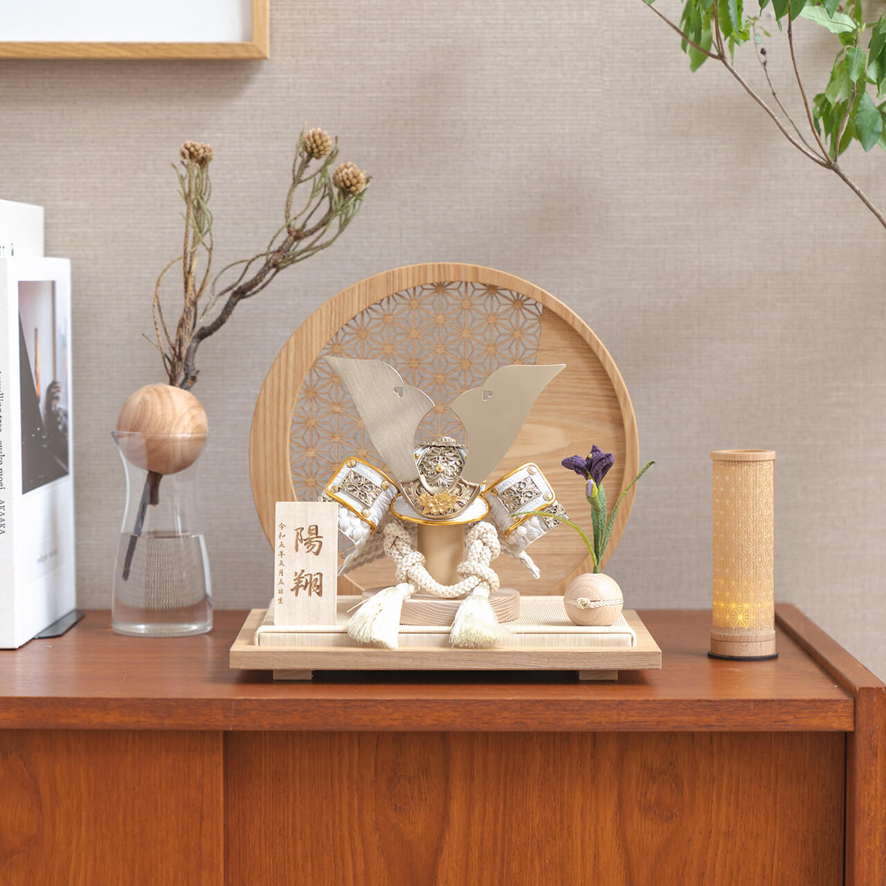 ことの兜　CG金　大鍬　麻の葉　円形N衝立