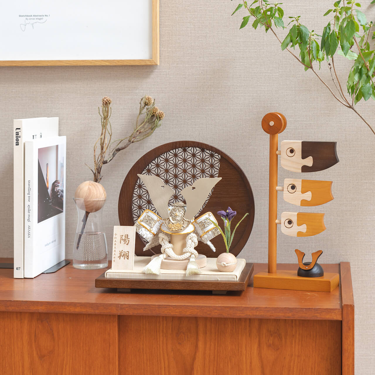 ことの兜　CG金　大鍬　麻の葉　円形B衝立