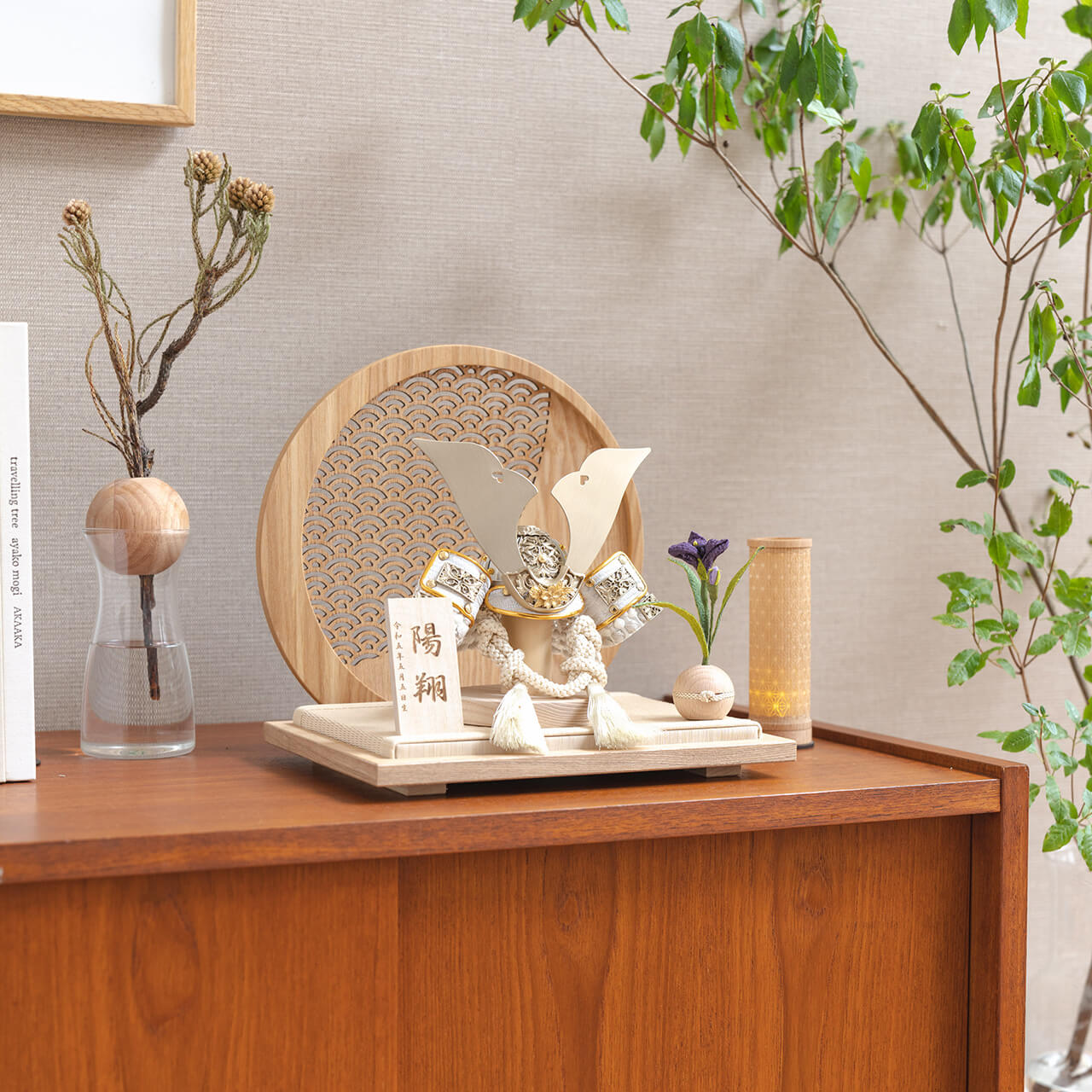 ことの兜　CG金　大鍬　青海波　円形N衝立