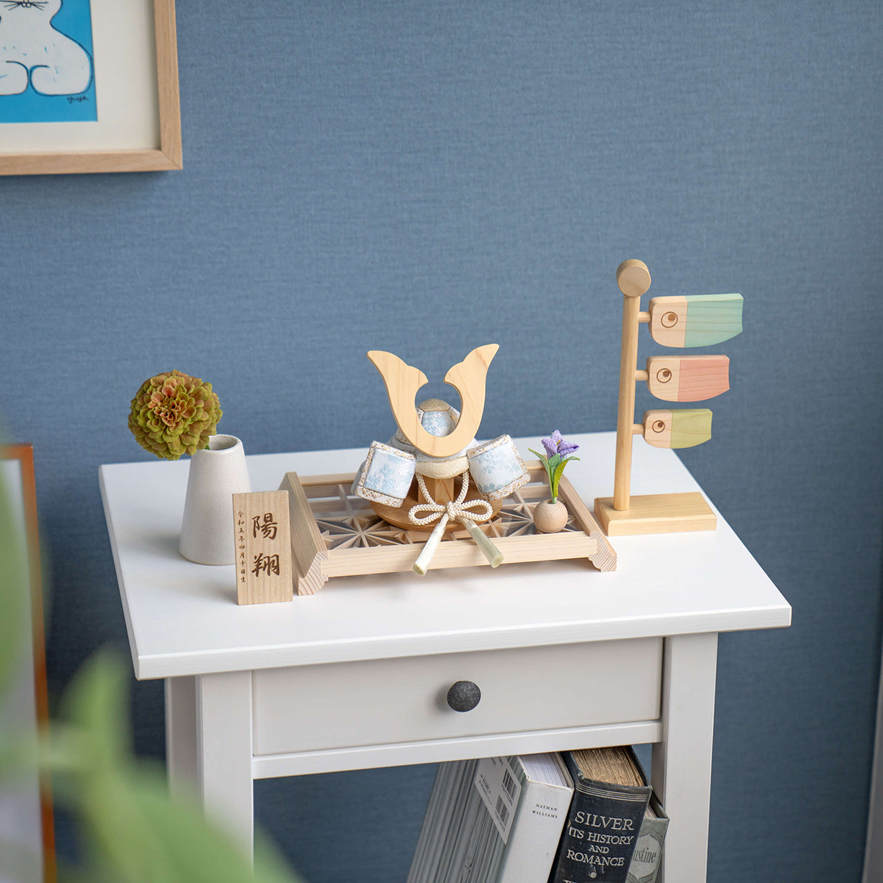 ことの木目込かぶと　そら　鍬形　組子細工　麻の葉