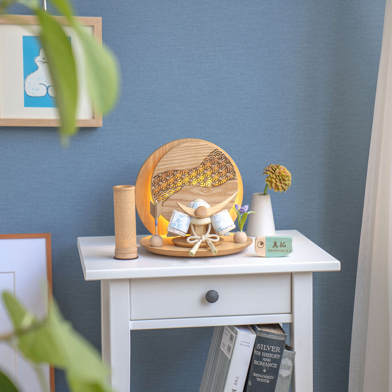 ことの木目込かぶと　そら　上杉謙信　灯丸衝立　麻の葉　N