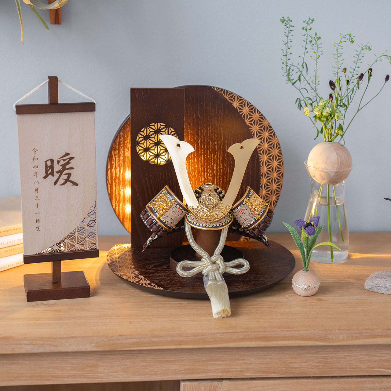 ことの兜　りく　灯円麻の葉衝立B