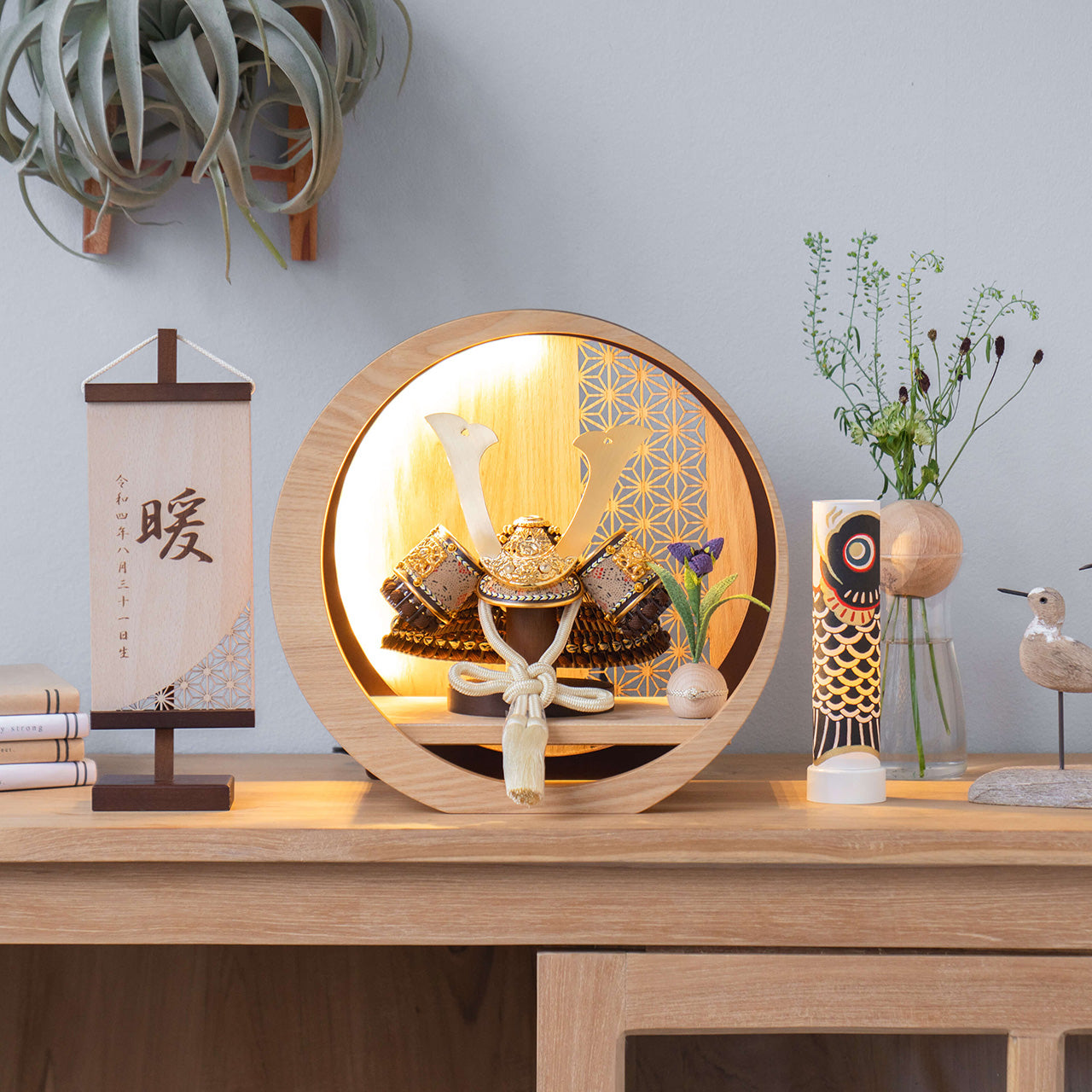 ことの兜　りく　灯月型飾台　麻の葉