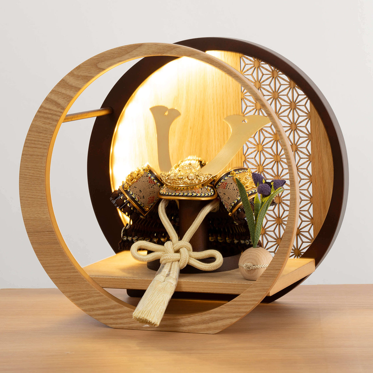 ことの兜　りく　灯月型飾台　麻の葉