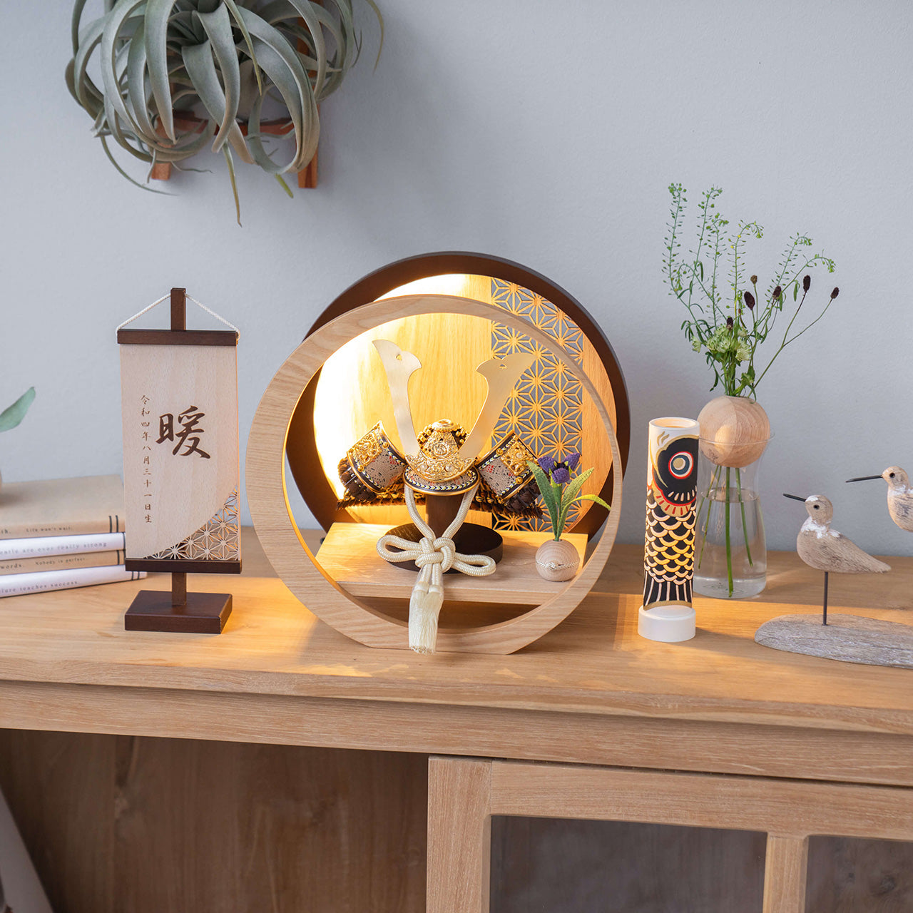 ことの兜　りく　灯月型飾台　麻の葉