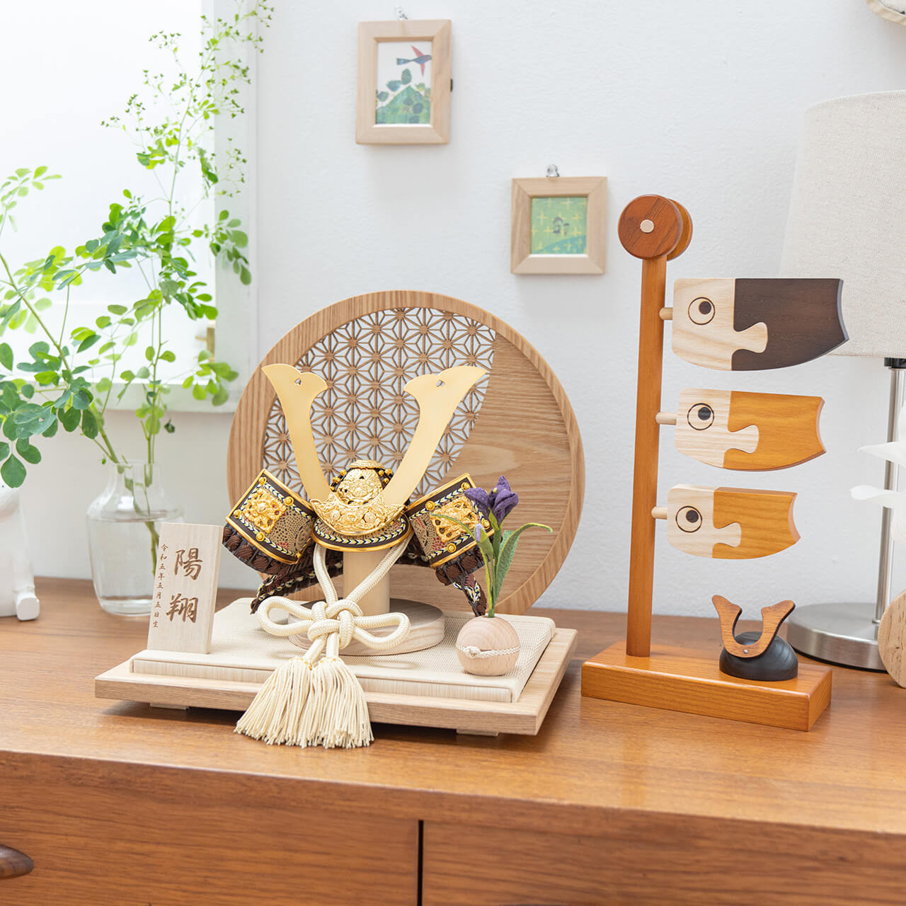 ことの兜　りく　麻の葉　円形N衝立