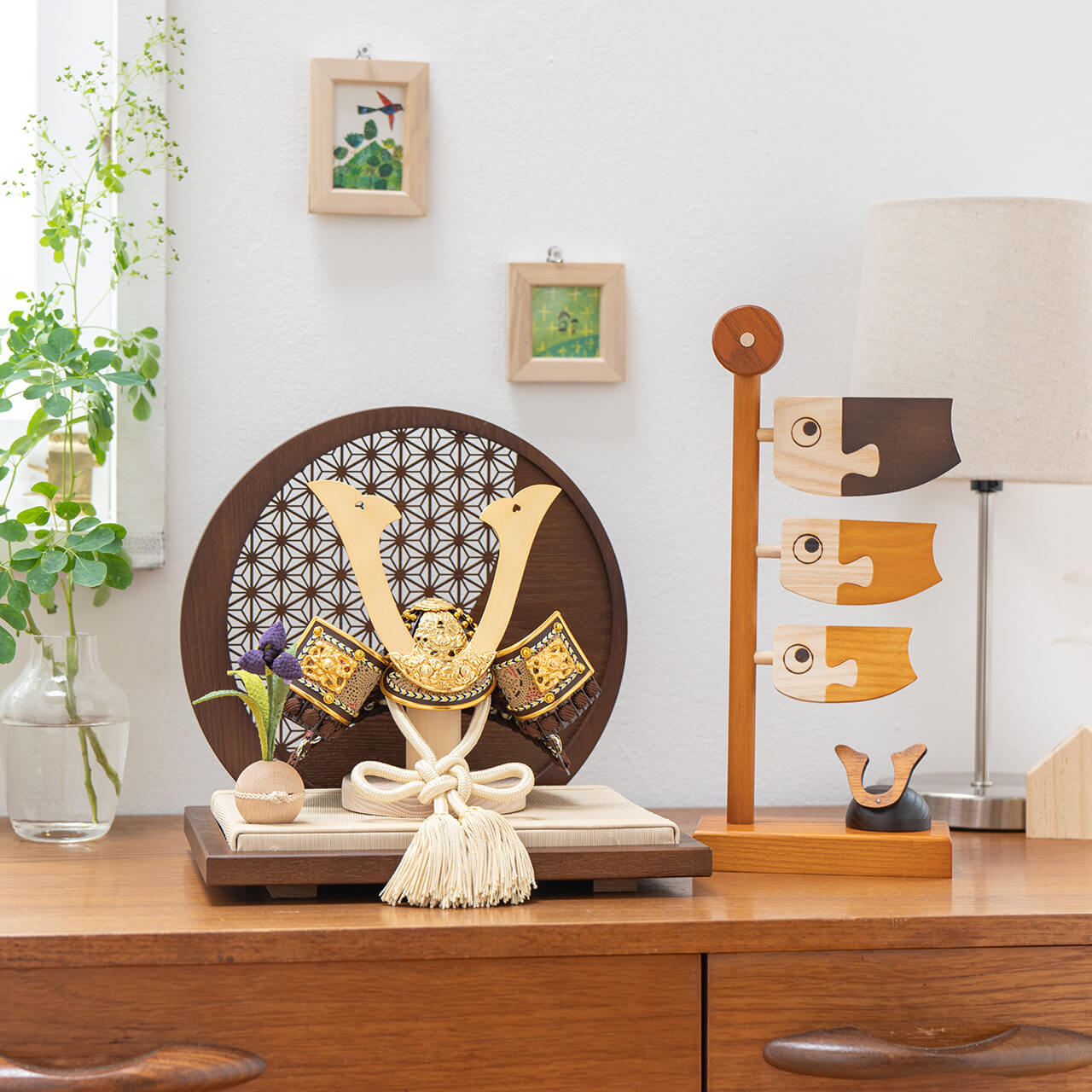 ことの兜　りく　麻の葉　円形B衝立