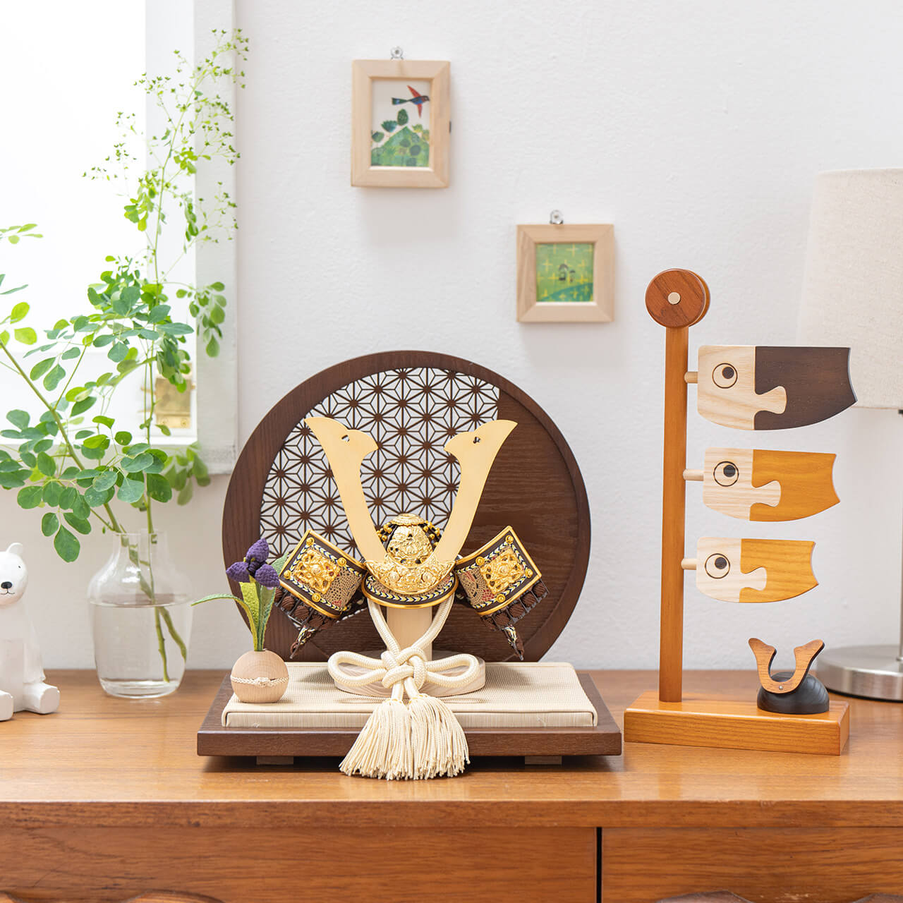 ことの兜　りく　麻の葉　円形B衝立