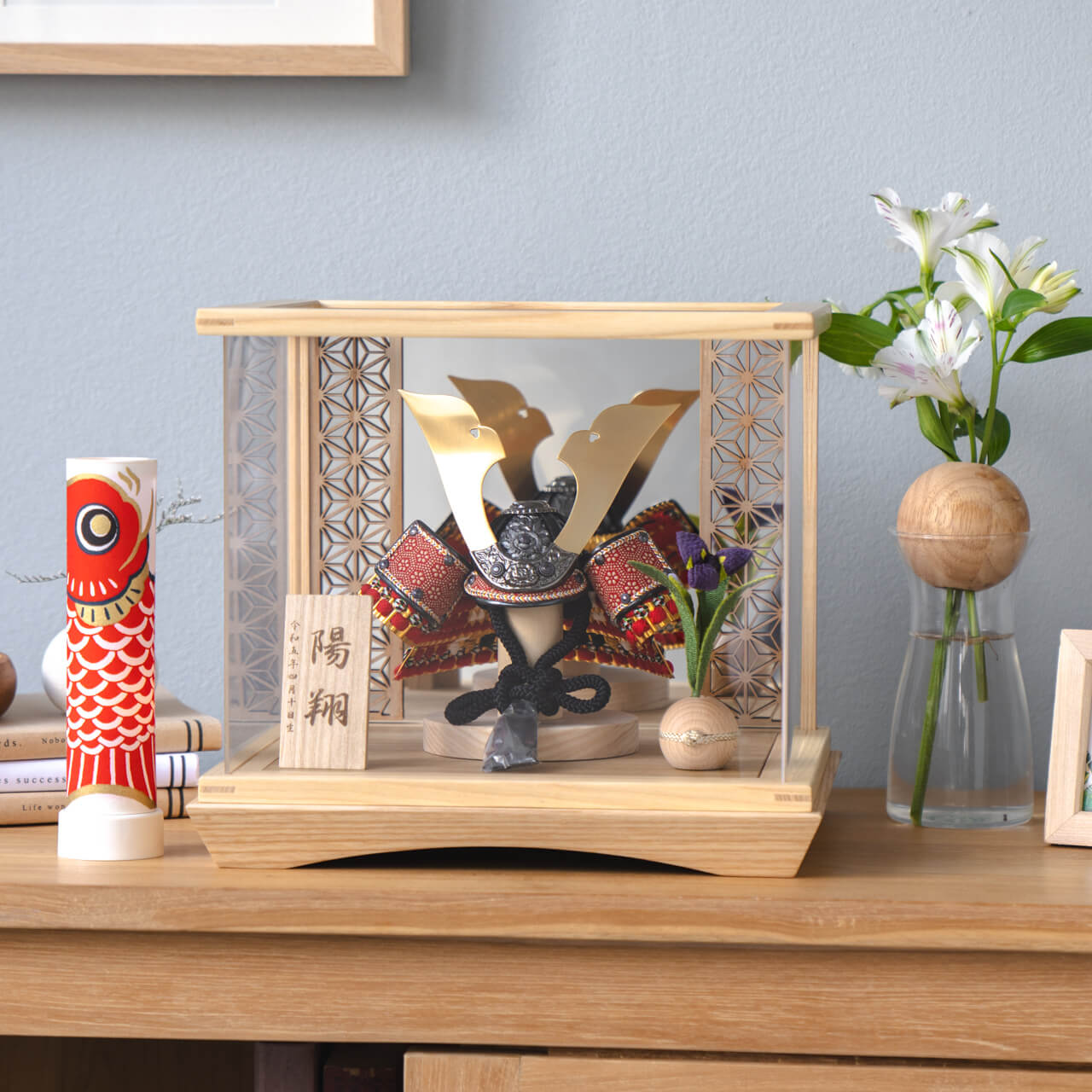 ことの兜　れつ　麻の葉　鏡円ケース　N