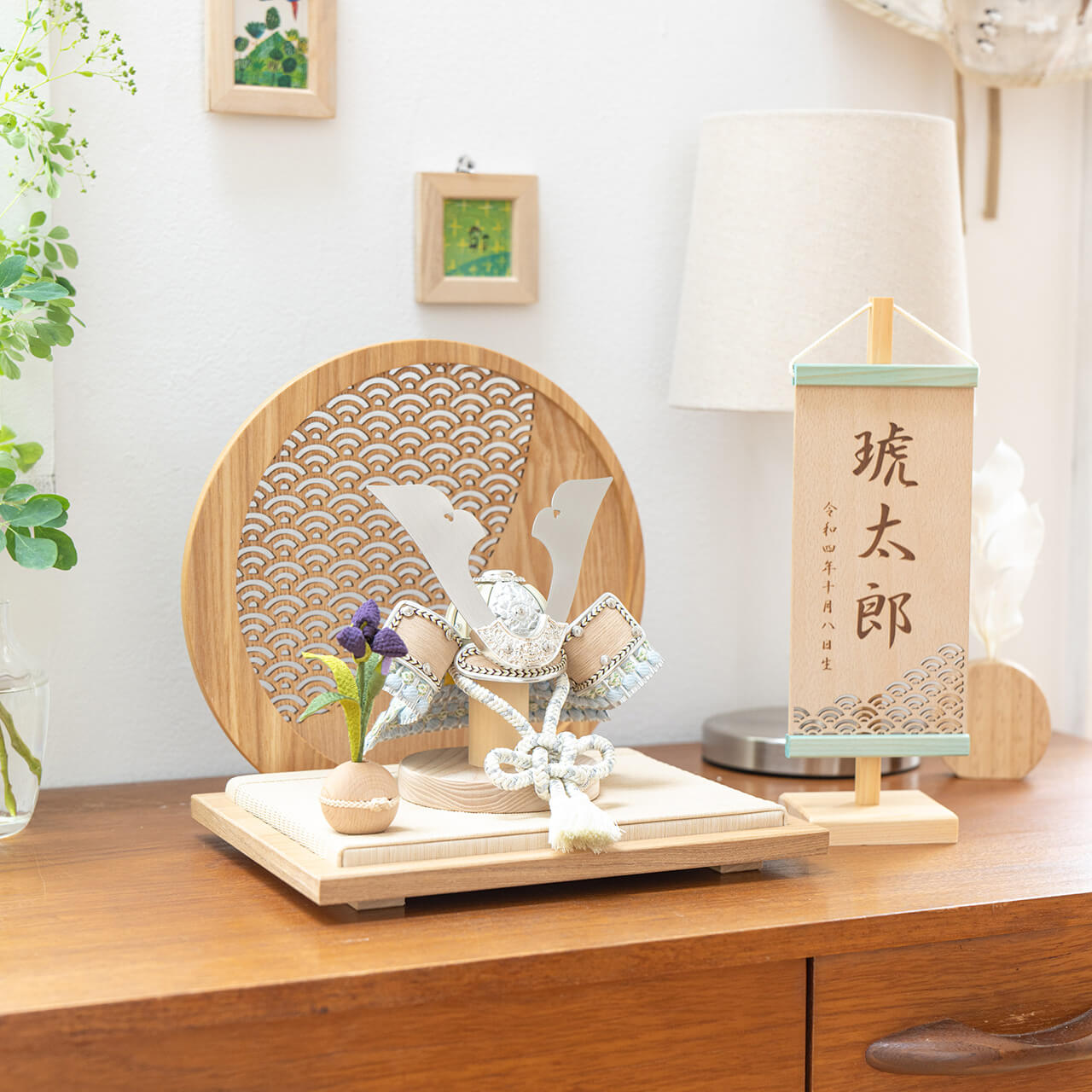 ことのオリジナル兜　そら　青海波　円形N衝立