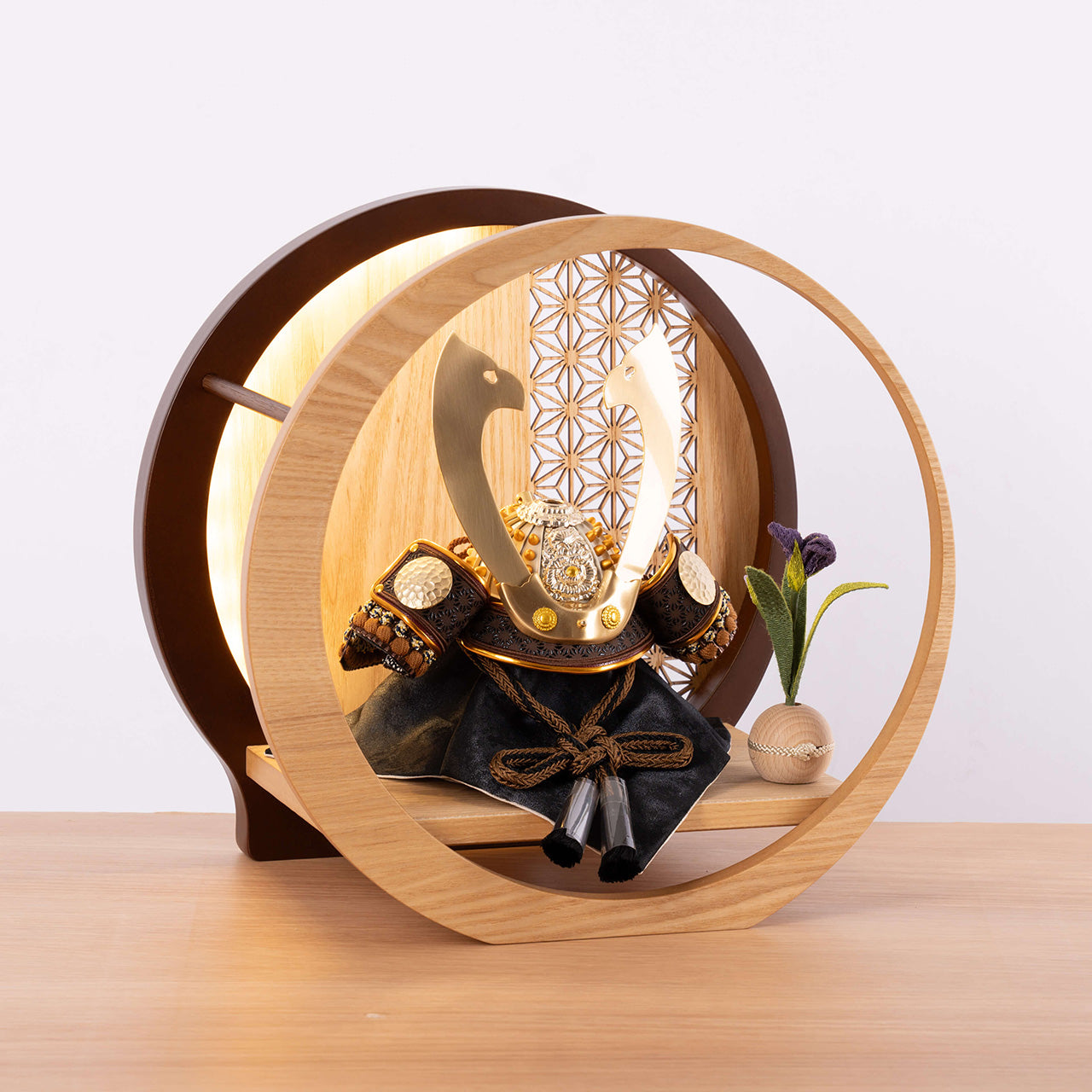 ことの兜　たつき　灯月型飾台　麻の葉