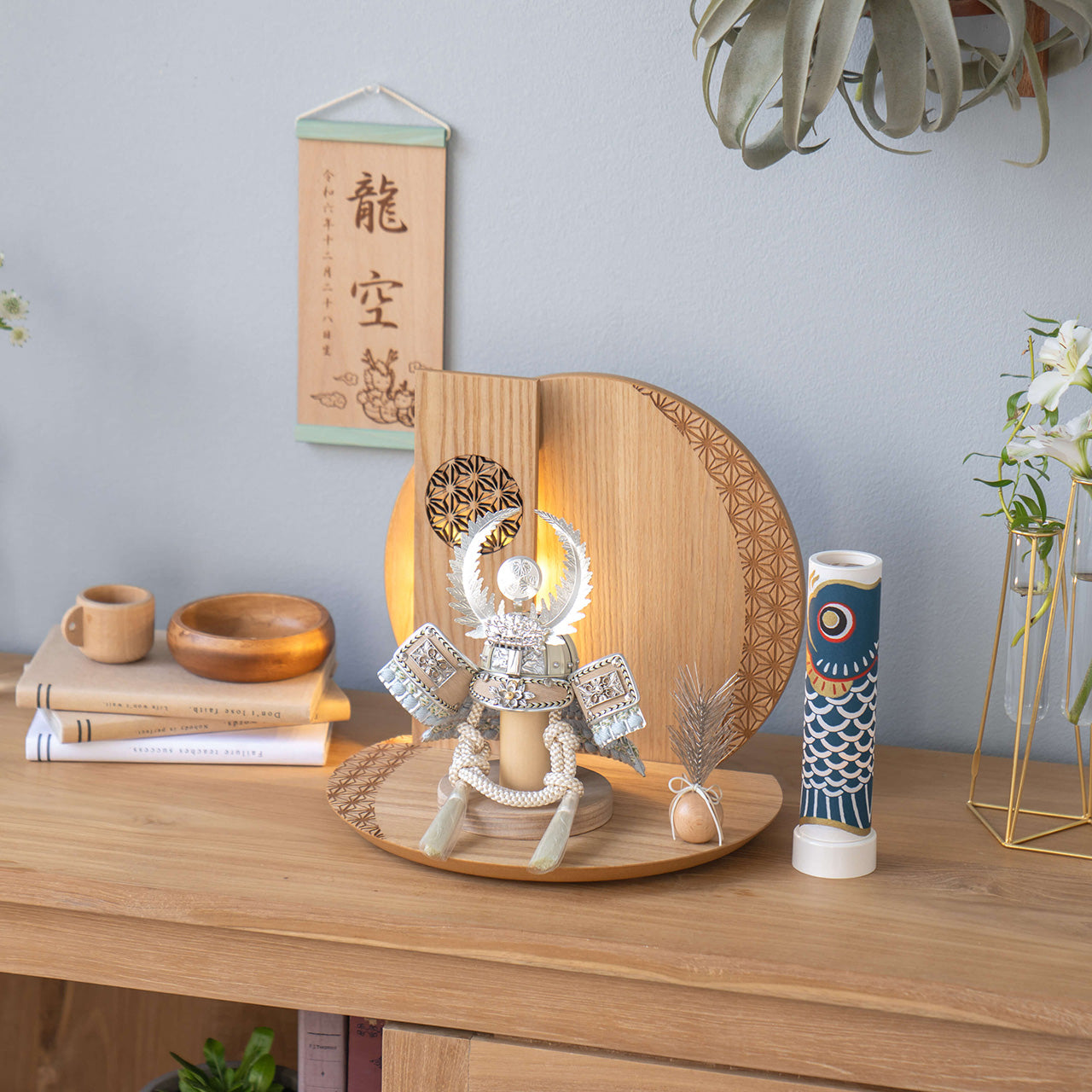 ことのオリジナル兜　徳川家康　灯円麻の葉衝立N