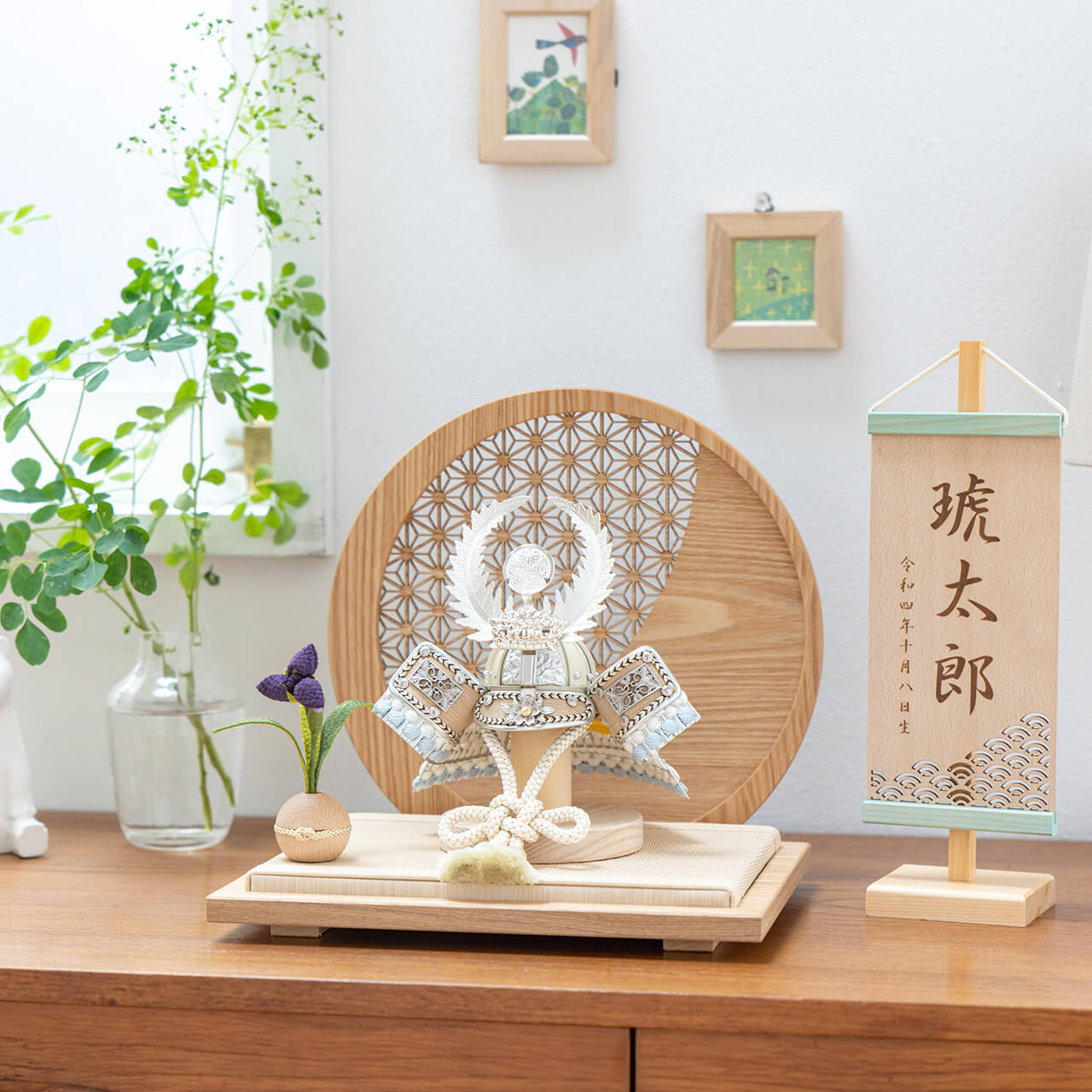 ことのオリジナル兜　徳川家康　麻の葉　円形N衝立