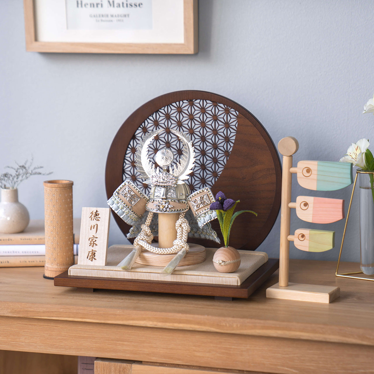 ことのオリジナル兜　徳川家康　麻の葉　円形B衝立