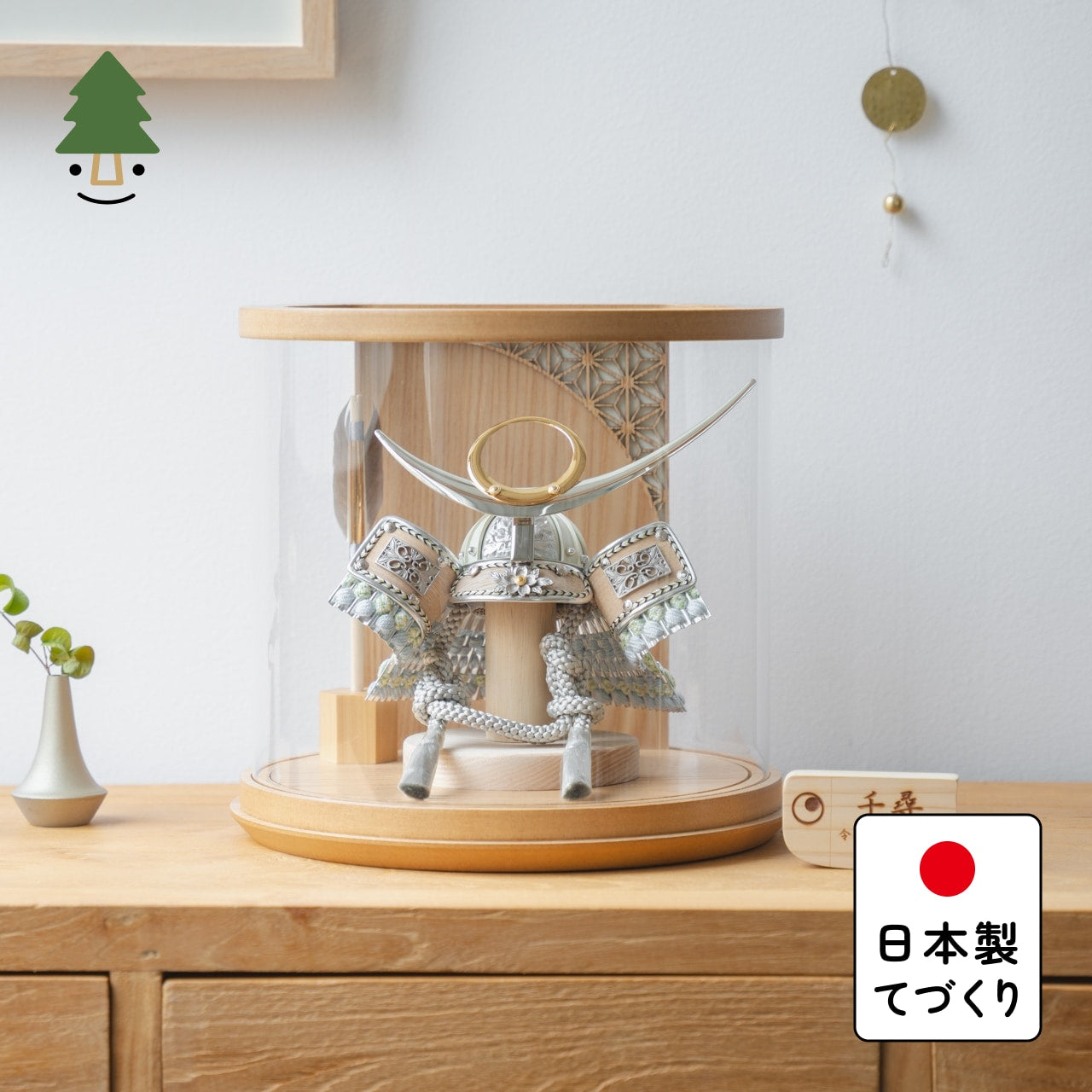 ことのオリジナル兜　上杉　円柱ケース　ナチュラル