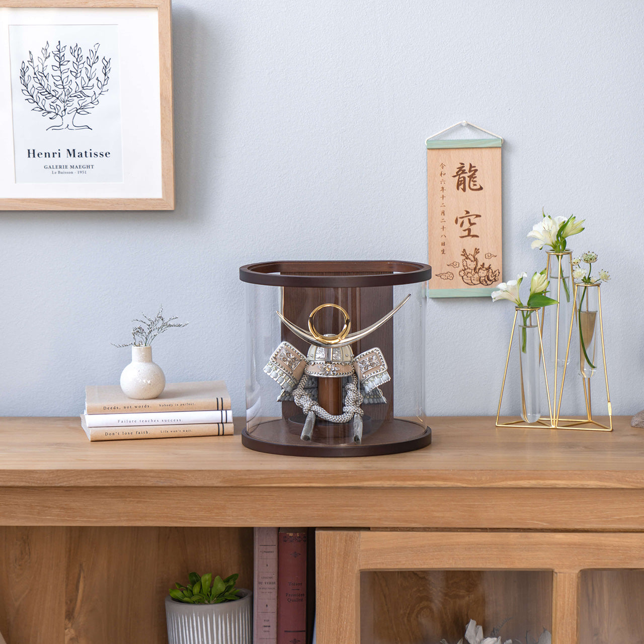 ことのオリジナル兜　上杉　円柱ケース　ブラウン